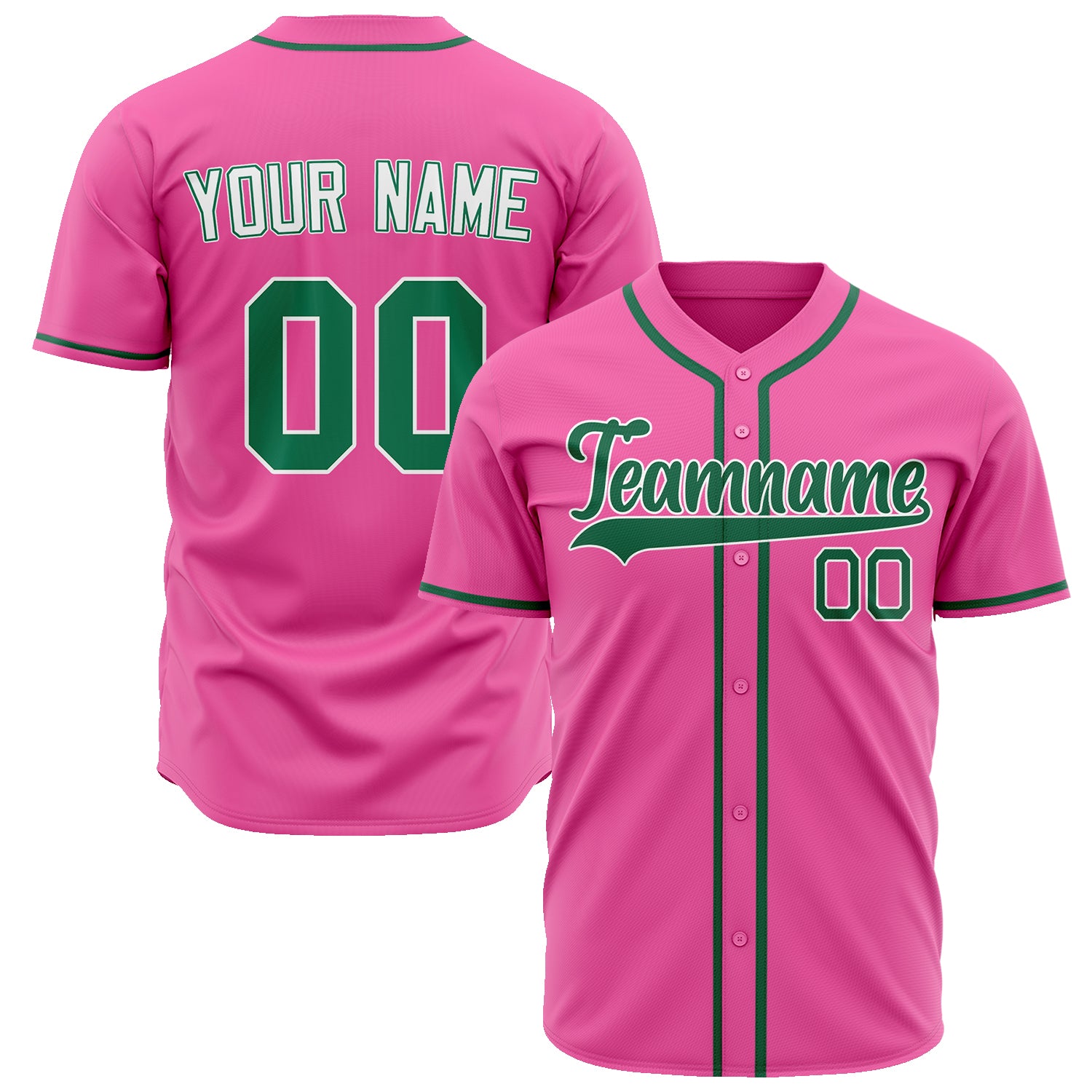 Benutzerdefiniertes Professionelles Rosa Kelly Grün Baseballtrikot BB02240601WX070