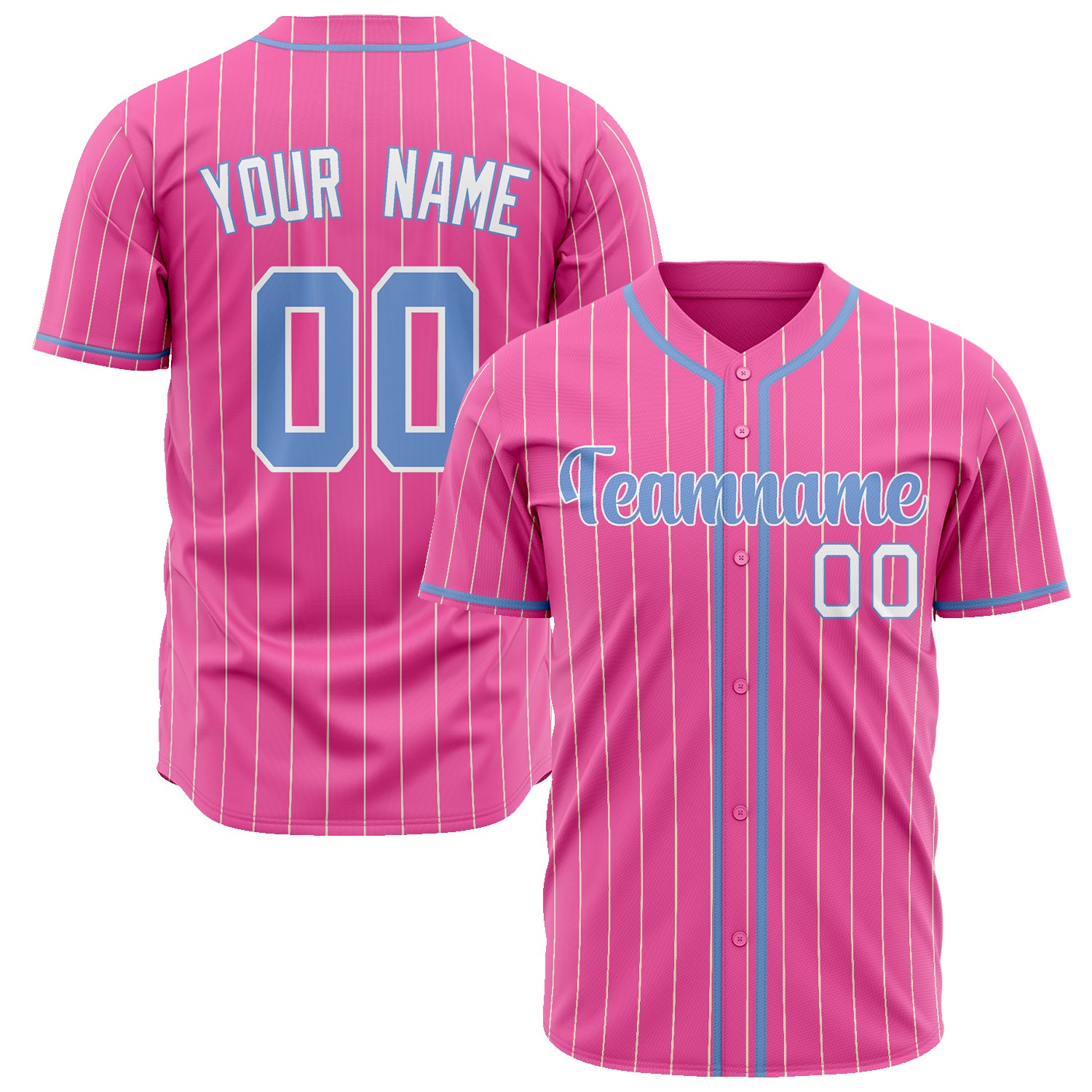 Benutzerdefiniertes Professionelles Rosa Hellblau Baseballtrikot BB02240601WX072