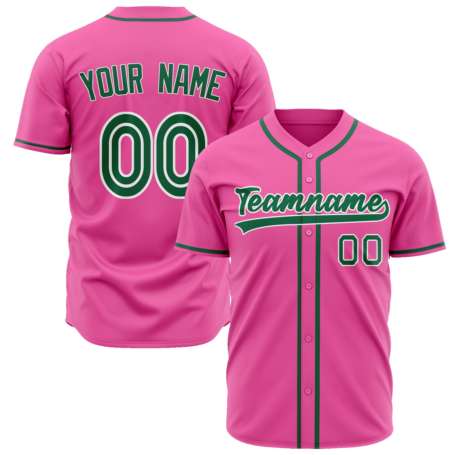 Benutzerdefiniertes Professionelles Rosa Kelly Grün Baseballtrikot BB02240601WX077