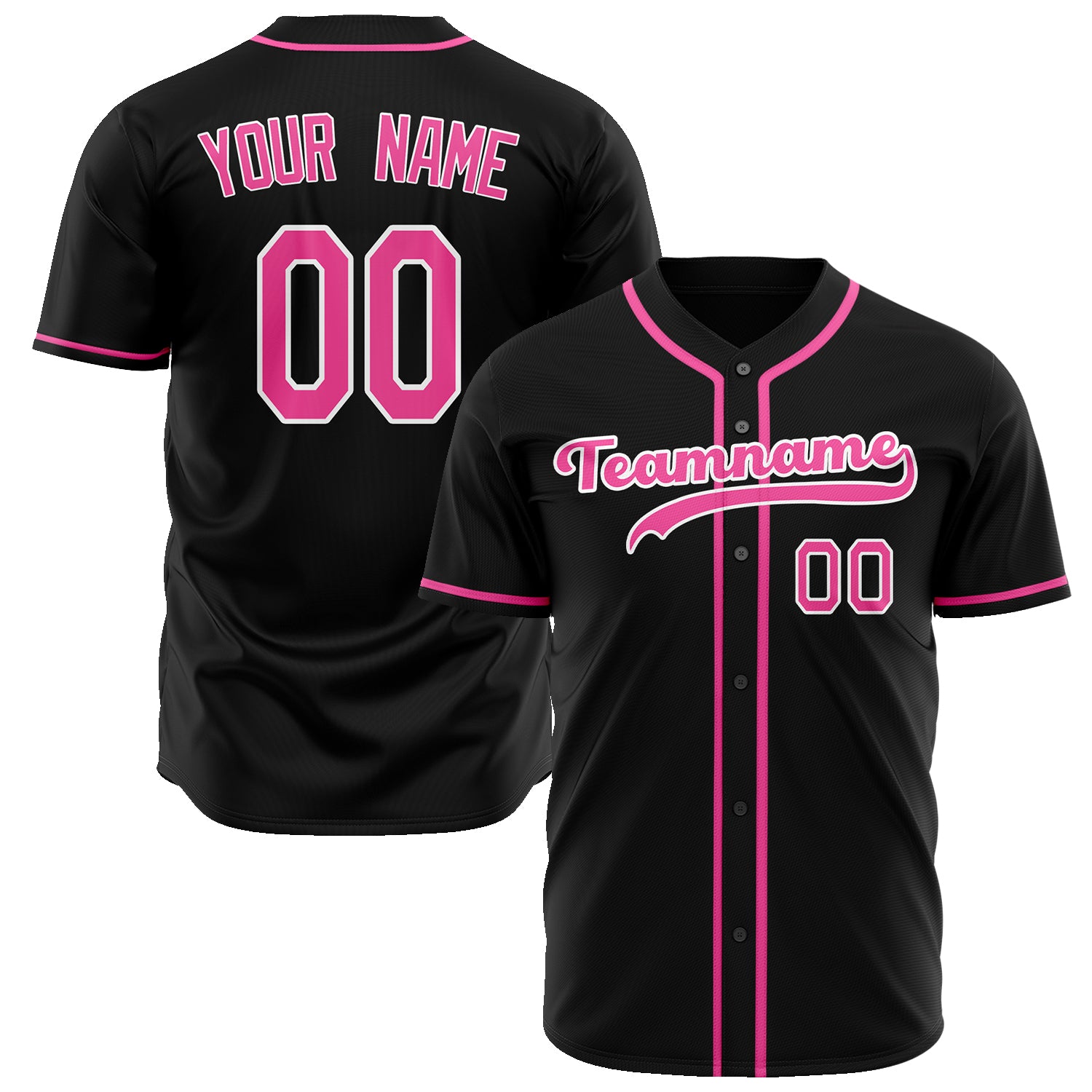 Benutzerdefiniertes Professionelles Schwarz Rosa Baseballtrikot BB02240601XF041