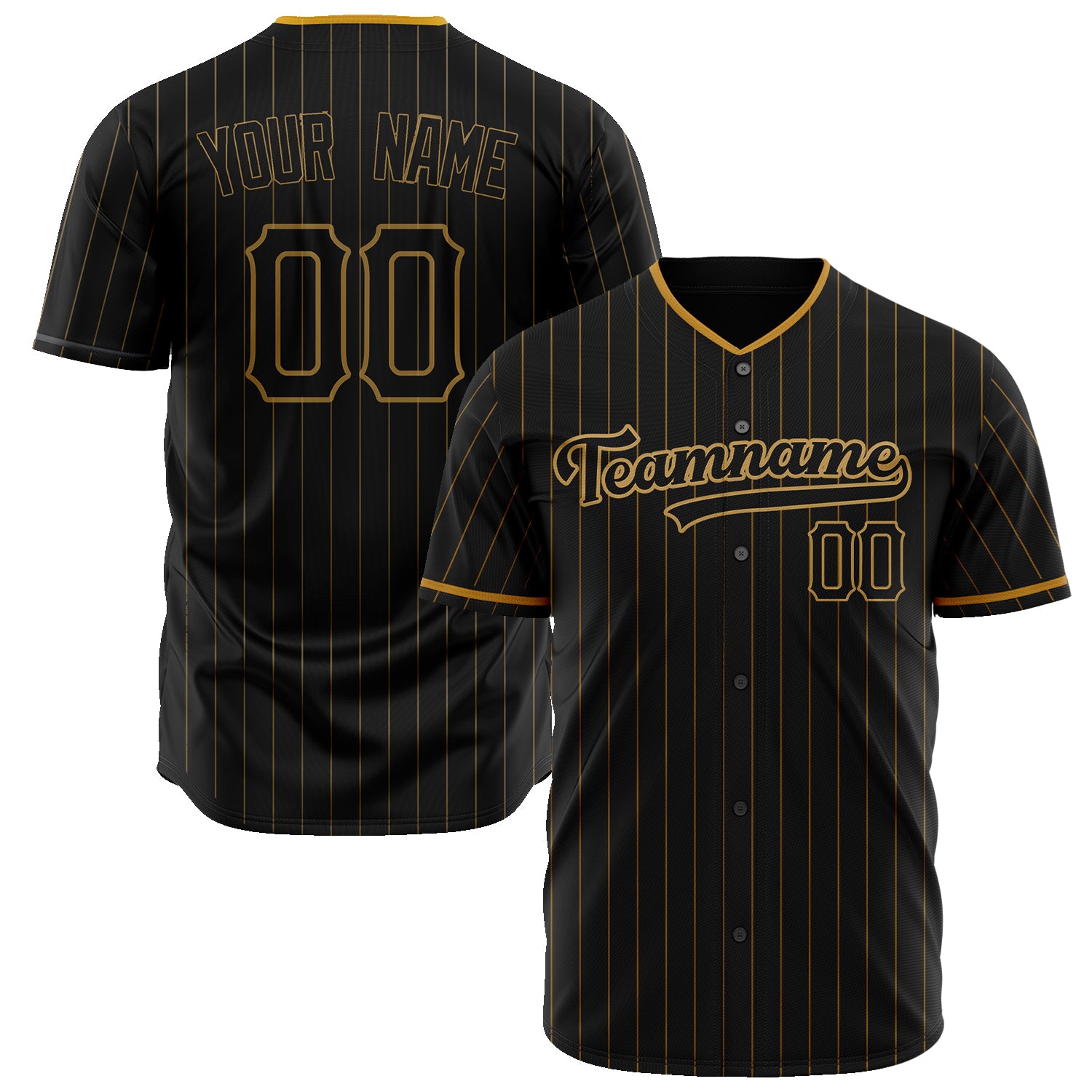 Benutzerdefiniertes Professionelles Schwarz Altgold Baseballtrikot BB02240601XF044