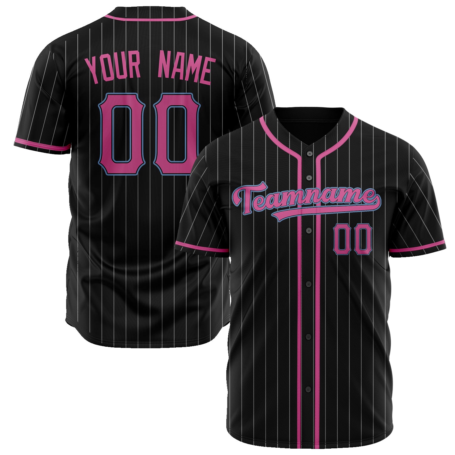 Benutzerdefiniertes Professionelles Schwarz Rosa Baseballtrikot BB02240601XF051