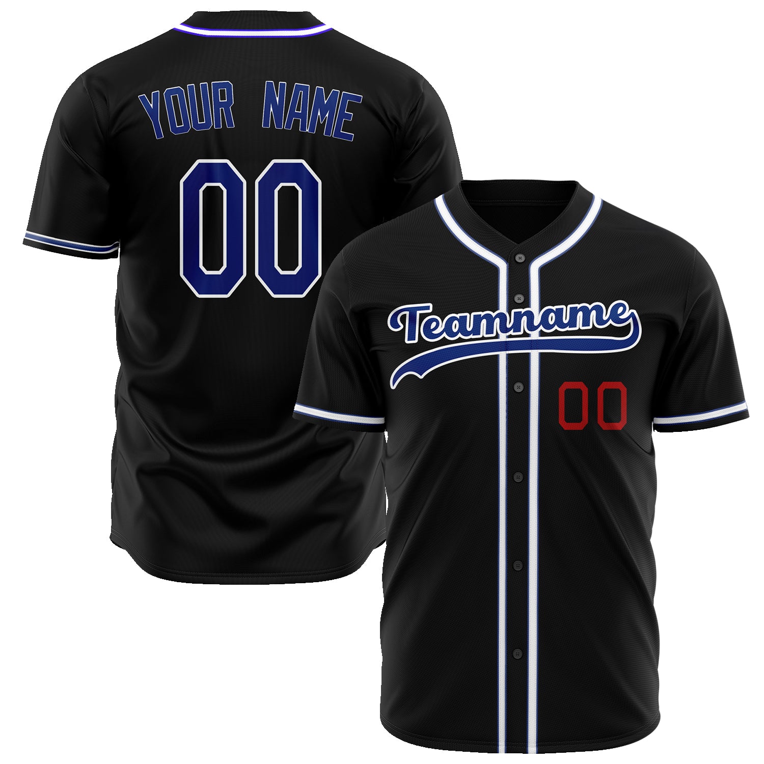 Benutzerdefiniertes Professionelles Schwarz Königsblau Baseballtrikot BB02240601XF056