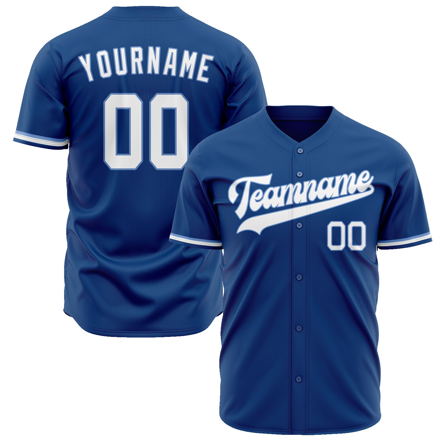 Benutzerdefiniertes Professionelles Blau Weiß Baseballtrikot BB02240601YH087