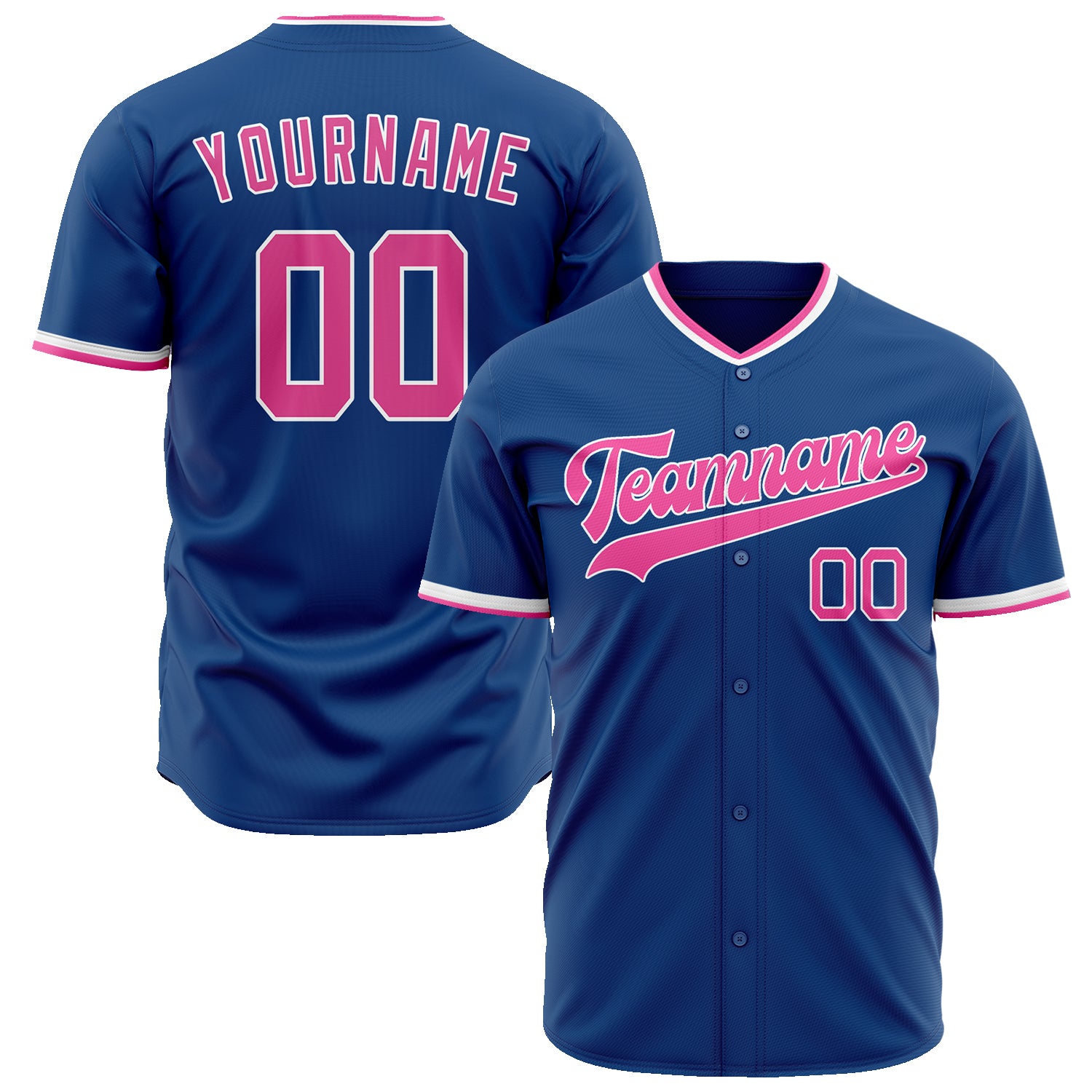 Benutzerdefiniertes Professionelles Blau Rosa Baseballtrikot BB02240601YH094