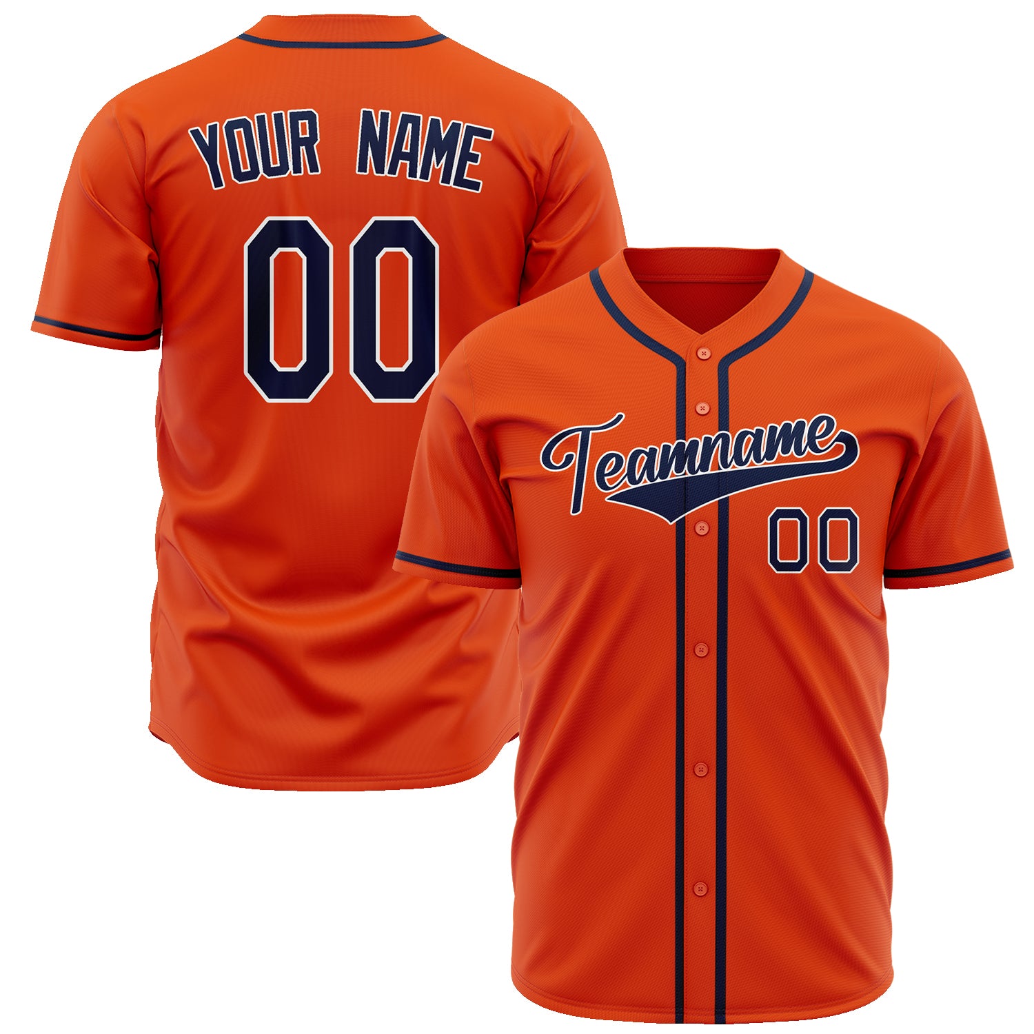 Benutzerdefiniertes Professionelles Orange Marineblau Baseballtrikot BB02240601YH100