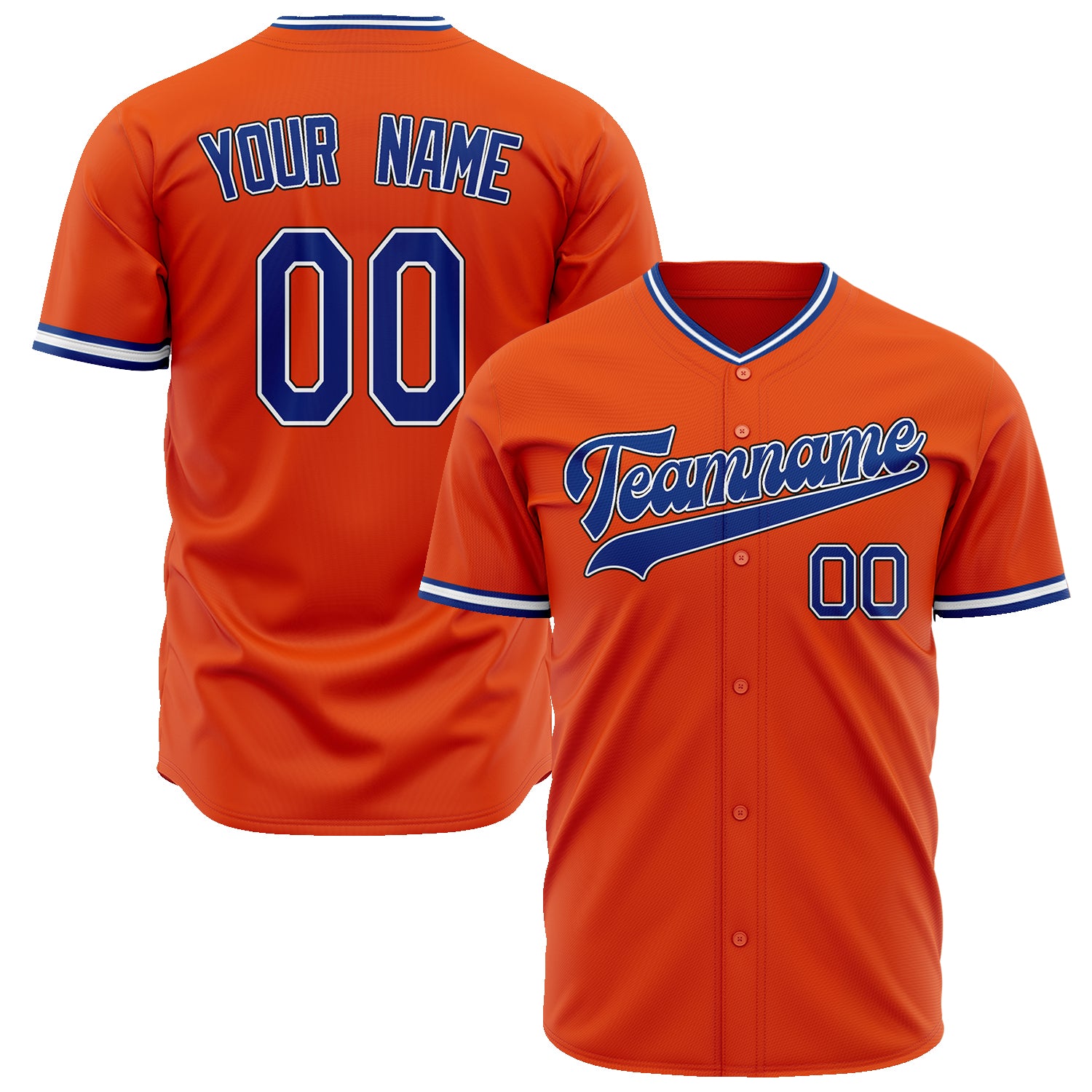 Benutzerdefiniertes Professionelles Orange Königsblau Baseballtrikot BB02240601YH103