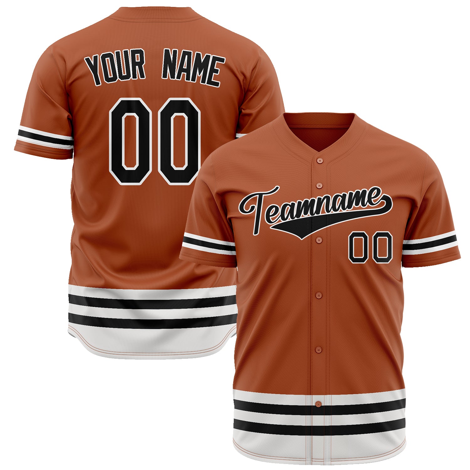 Benutzerdefiniertes Professionelles Texas Orange Schwarz Baseballtrikot BB02240601YH176