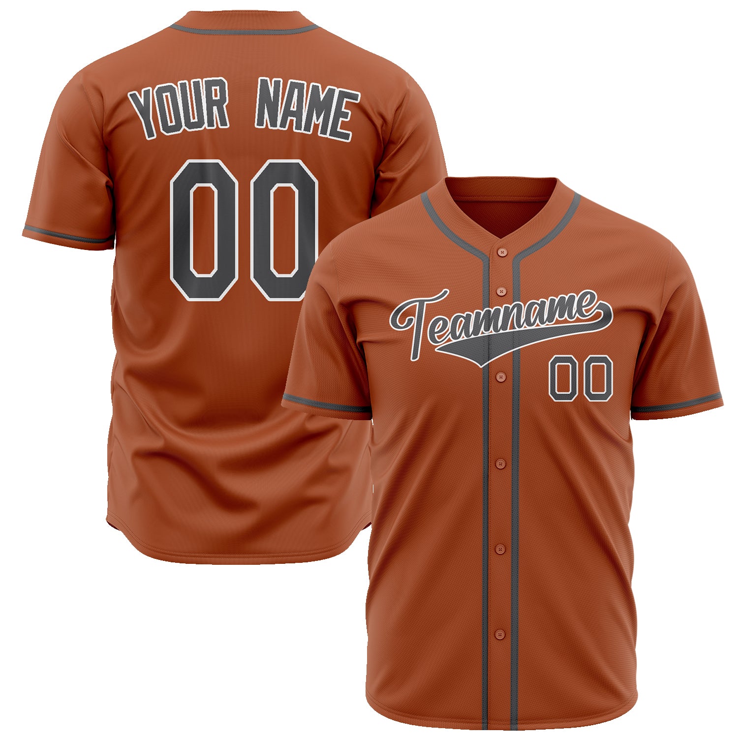 Benutzerdefiniertes Professionelles Texas Orange Stahlgrau Baseballtrikot BB02240601YH179