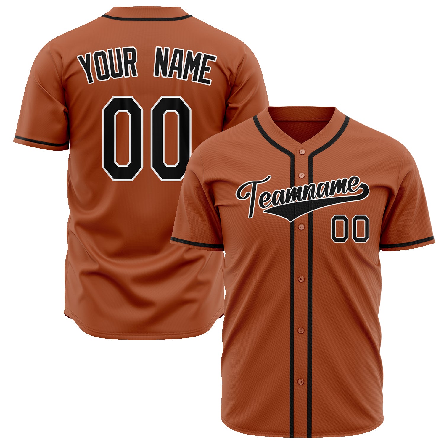 Benutzerdefiniertes Professionelles Texas Orange Schwarz Baseballtrikot BB02240601YH180