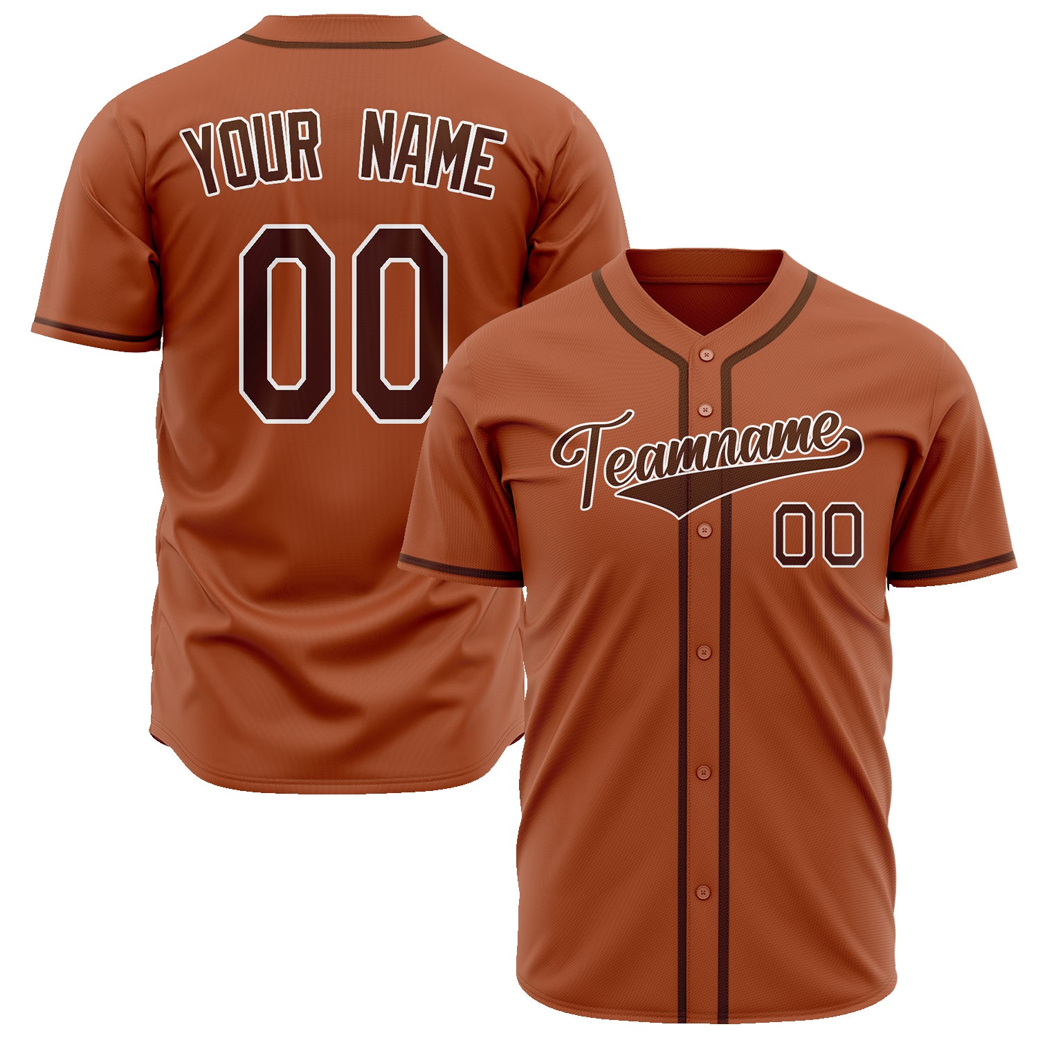 Benutzerdefiniertes Professionelles Texas Orange Braun Baseballtrikot BB02240601YH184