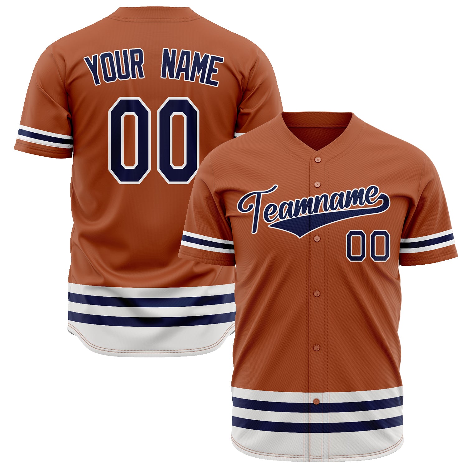 Benutzerdefiniertes Professionelles Texas Orange Marineblau Baseballtrikot BB02240601YH187