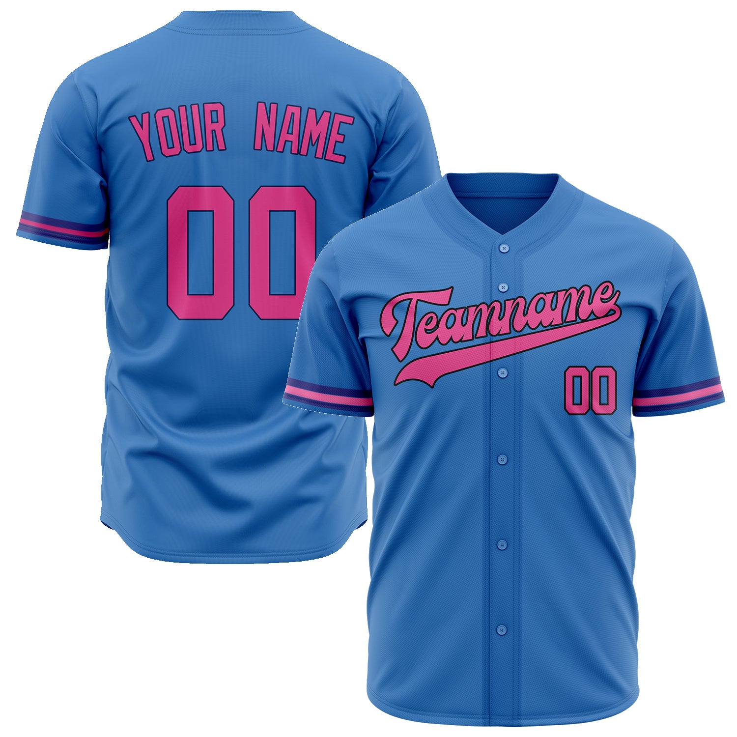 Benutzerdefiniertes Professionelles Elektrisch-Blau Rosa Baseballtrikot BB02240601ZF165