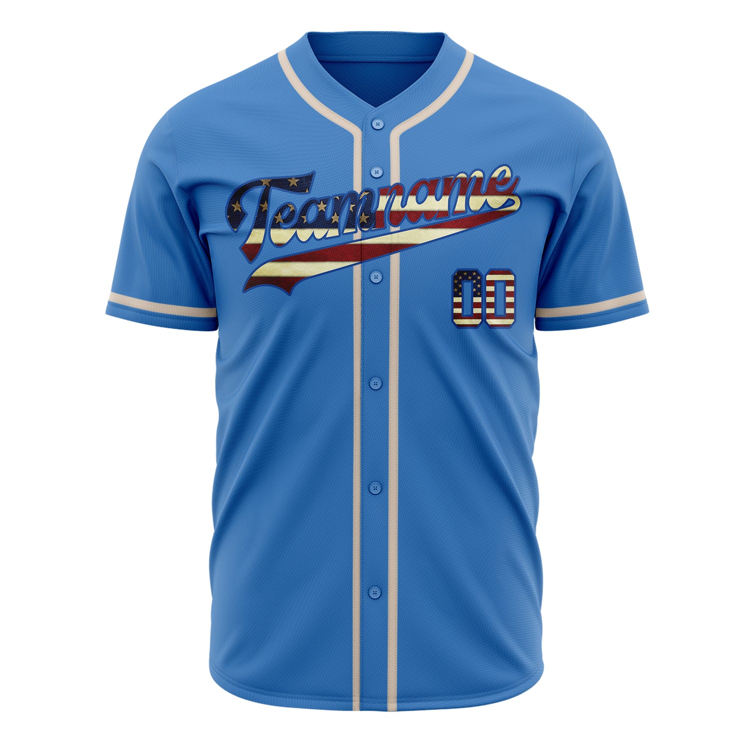 Benutzerdefiniertes Professionelles Elektrisch-Blau Creme Baseballtrikot