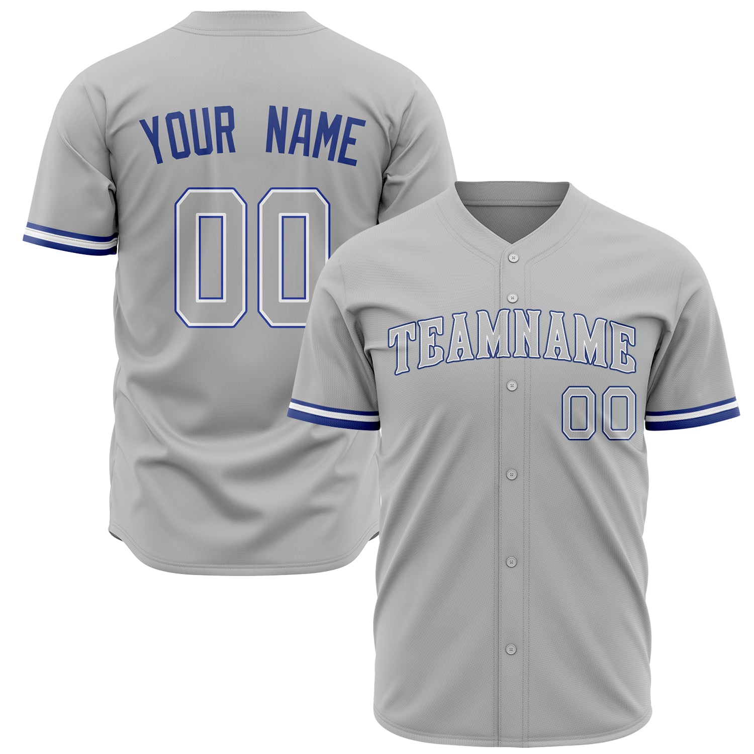 Benutzerdefiniertes Professionelles Grau Königsblau Baseballtrikot BB02240603JZ175