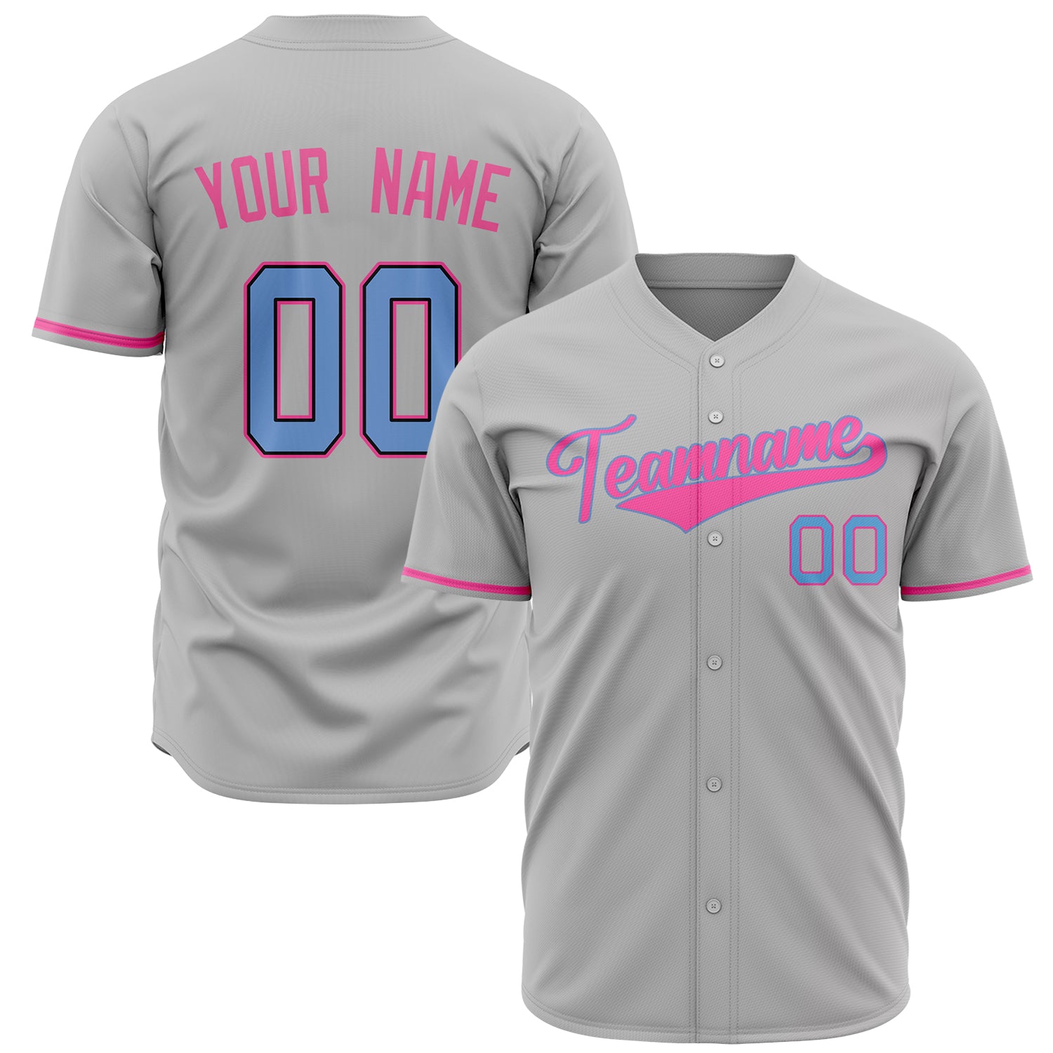 Benutzerdefiniertes Professionelles Grau Rosa Baseballtrikot BB02240603JZ193