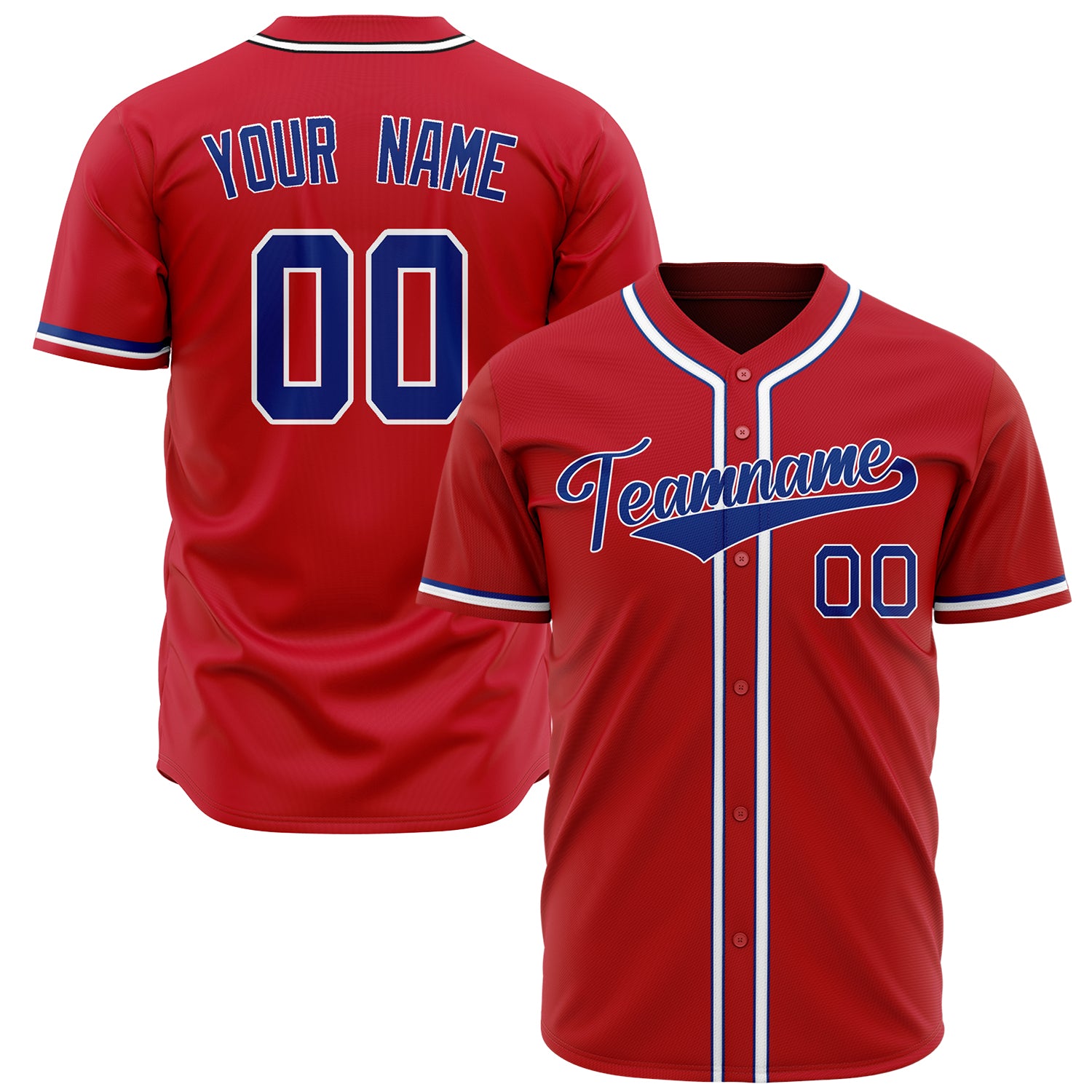 Benutzerdefiniertes Professionelles Rot Königsblau Baseballtrikot BB02240603LJ282