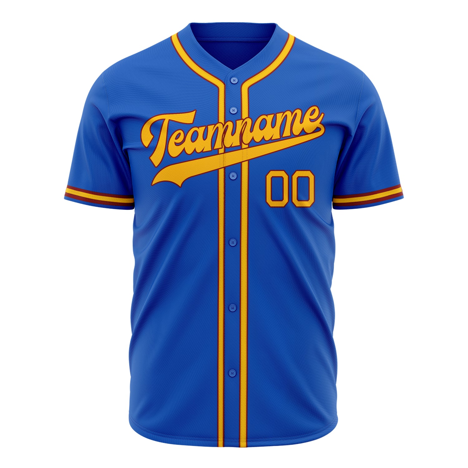 Benutzerdefiniertes Professionelles Donnerblau Gelb Baseballtrikot