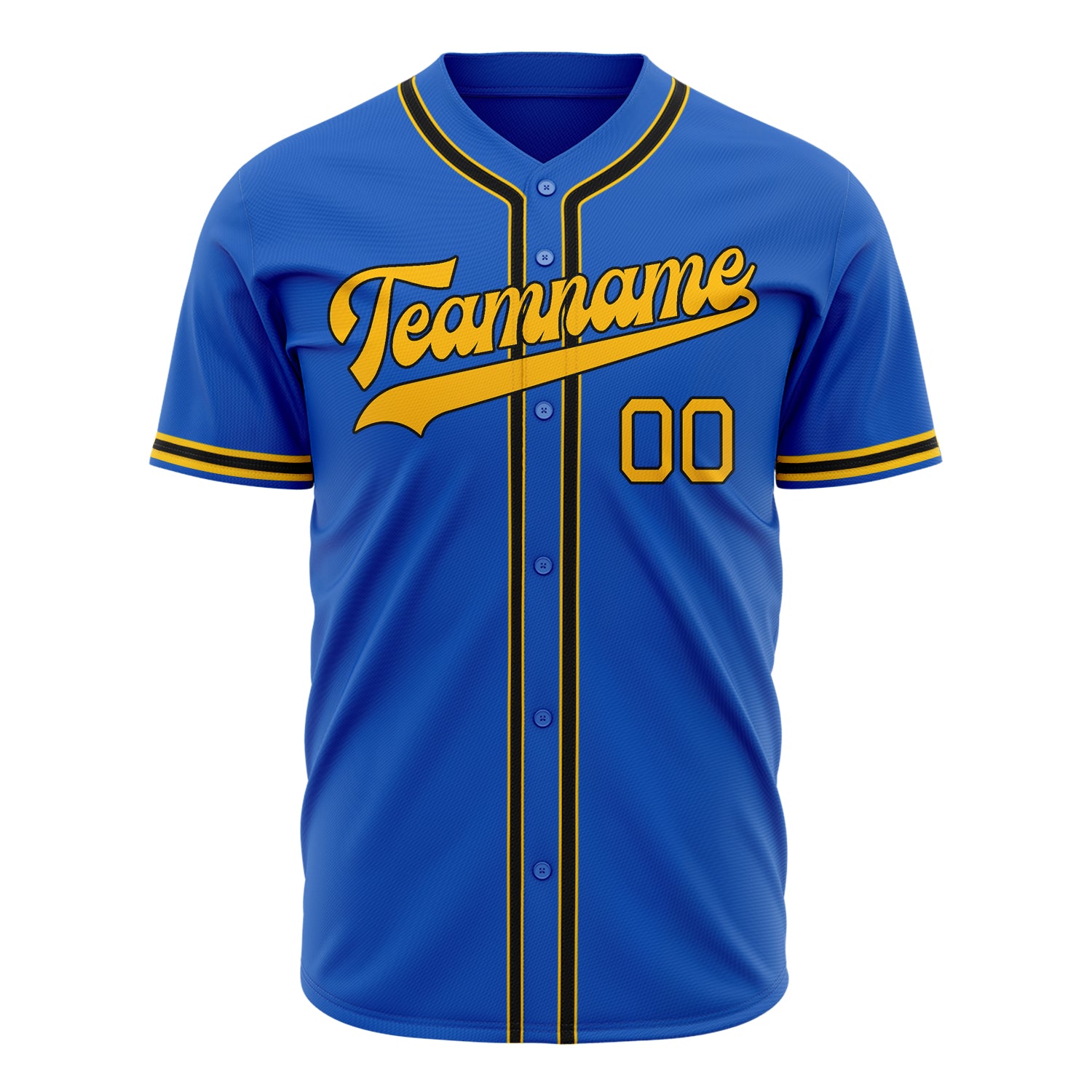 Benutzerdefiniertes Professionelles Donnerblau Gold Baseballtrikot