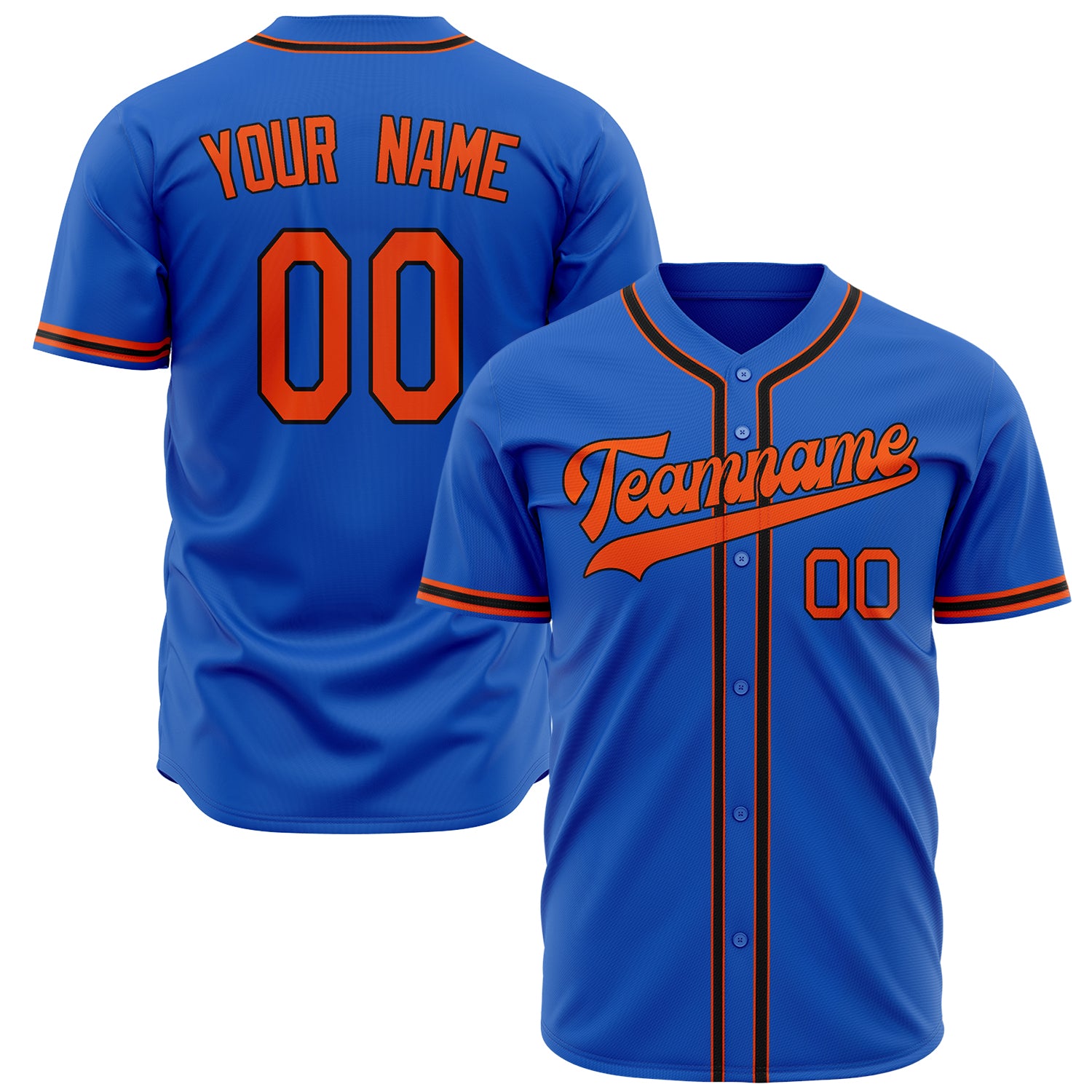 Benutzerdefiniertes Professionelles Donnerblau Orange Baseballtrikot BB02240603WY224