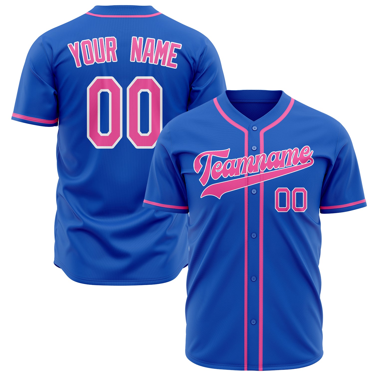 Benutzerdefiniertes Professionelles Donnerblau Rosa Baseballtrikot BB02240603WY226