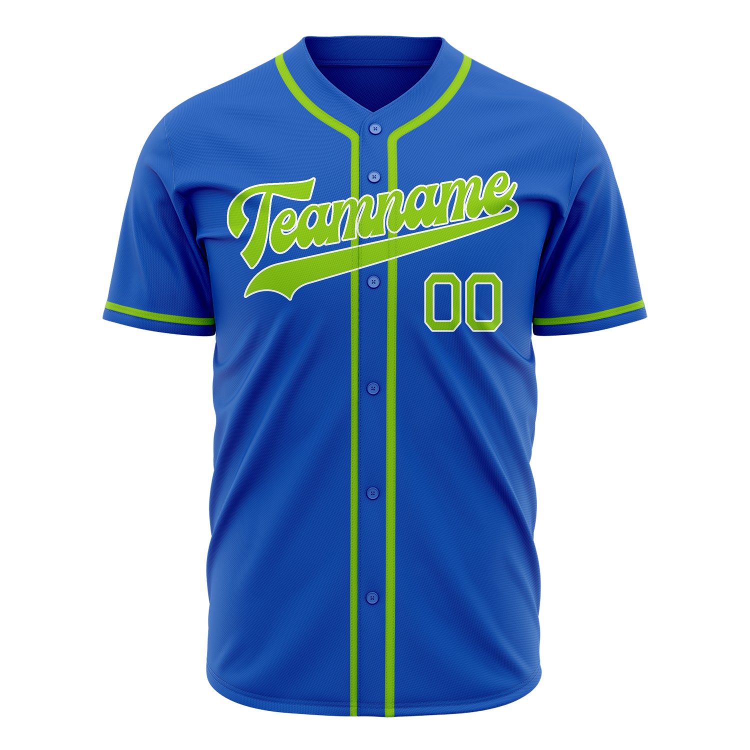 Benutzerdefiniertes Professionelles Donnerblau Neon Grün Baseballtrikot