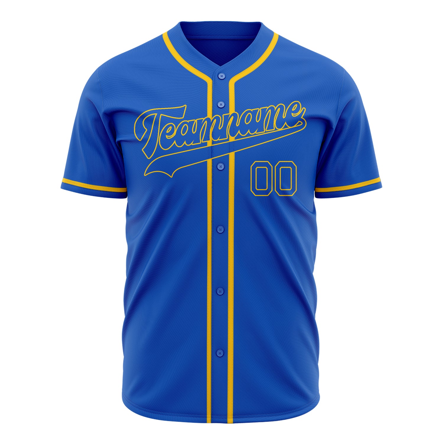 Benutzerdefiniertes Professionelles Donnerblau Gold Baseballtrikot