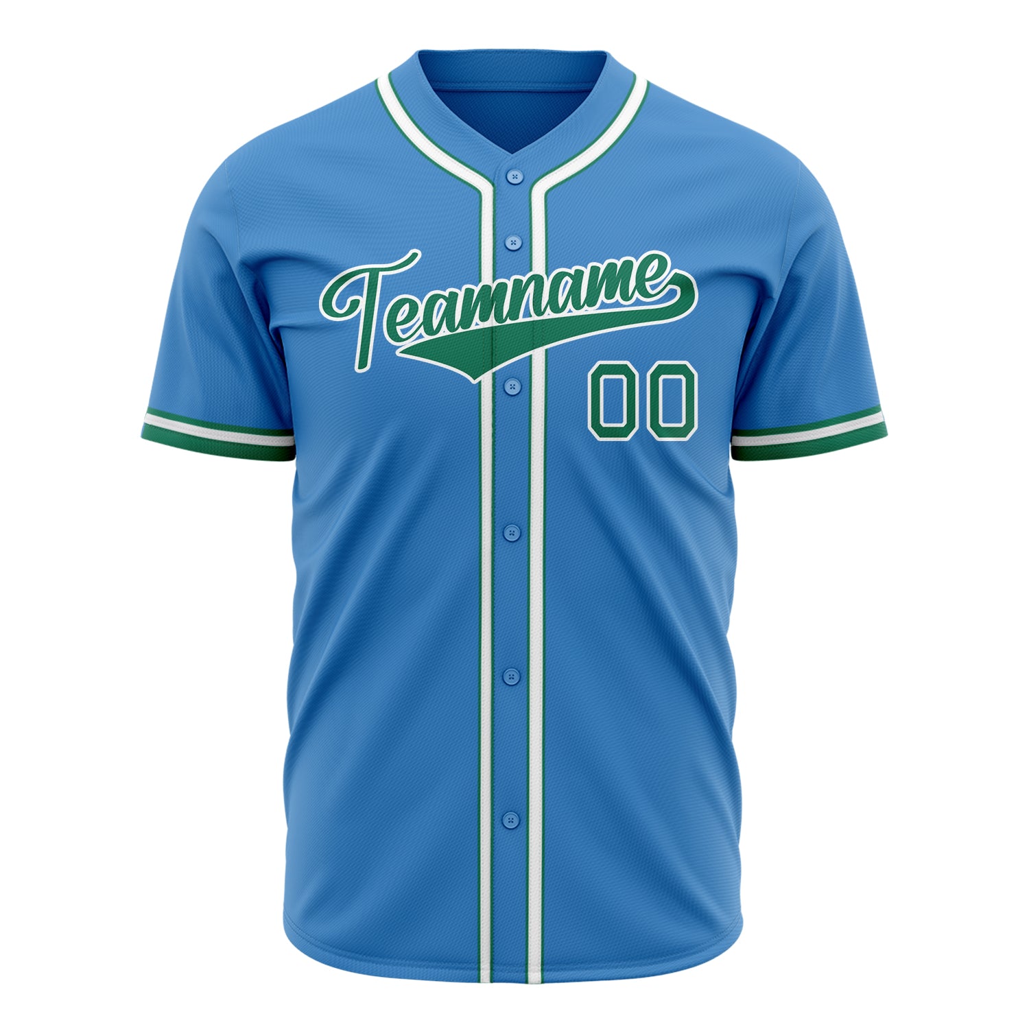 Benutzerdefiniertes Professionelles Puderblau Kelly Grün Baseballtrikot