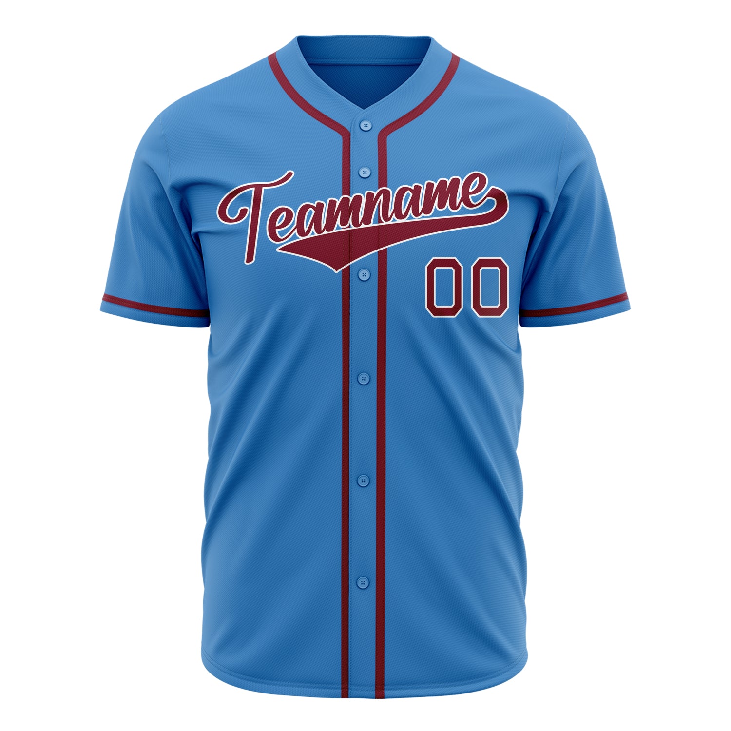 Benutzerdefiniertes Professionelles Puderblau Karminrot Baseballtrikot