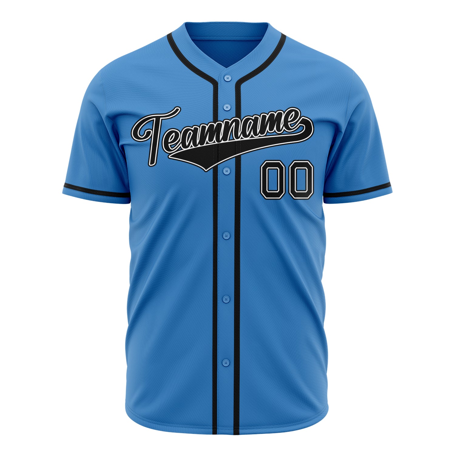 Benutzerdefiniertes Professionelles Puderblau Schwarz Baseballtrikot