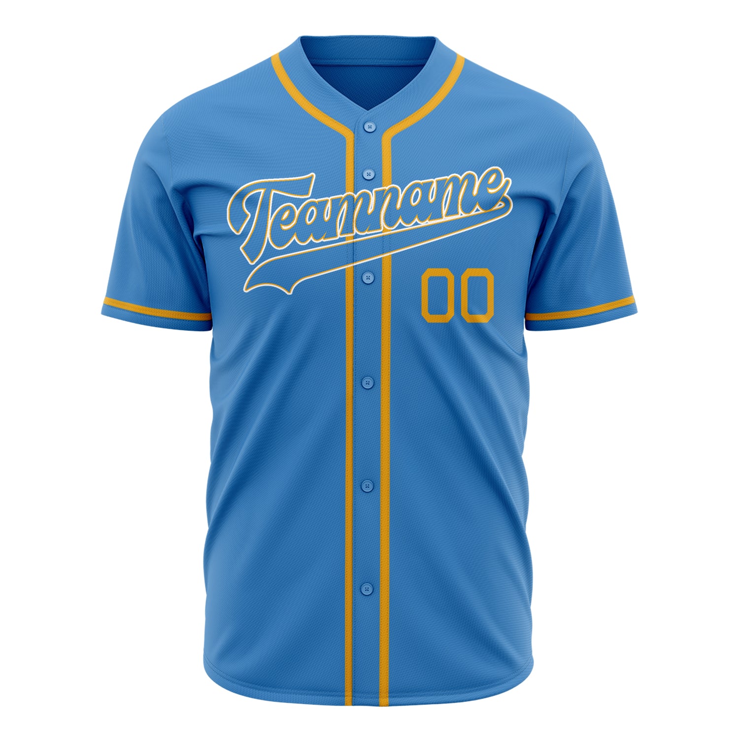 Benutzerdefiniertes Professionelles Puderblau Gold Baseballtrikot