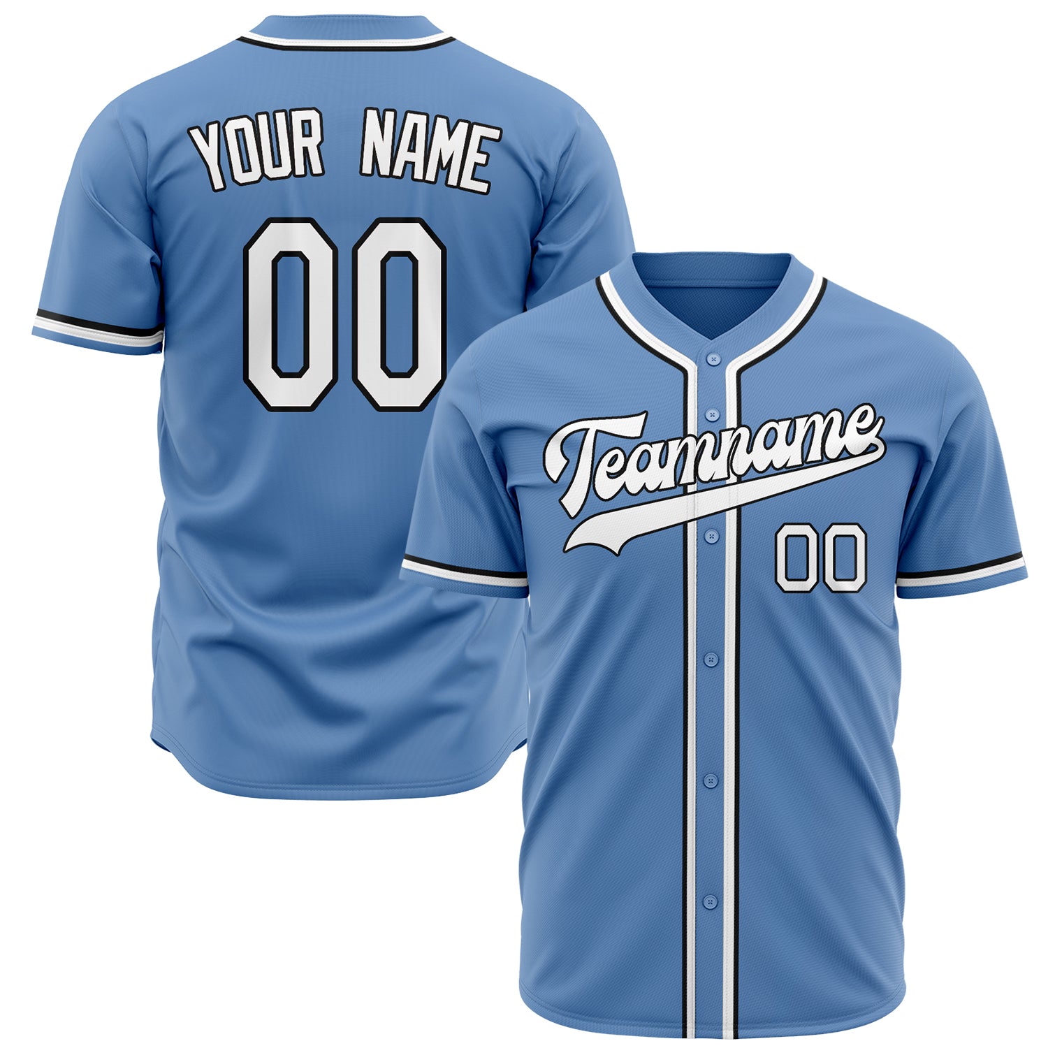 Benutzerdefiniertes Professionelles Hellblau Weiß Baseballtrikot BB02240603WY255