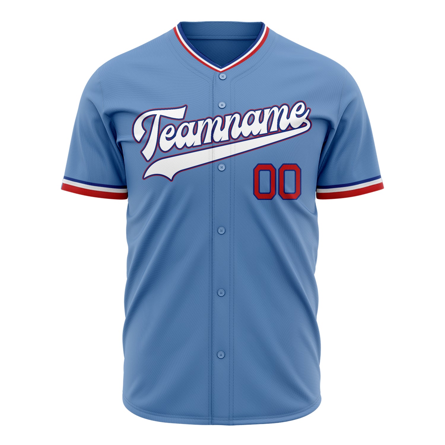 Benutzerdefiniertes Professionelles Hellblau Weiß Baseballtrikot