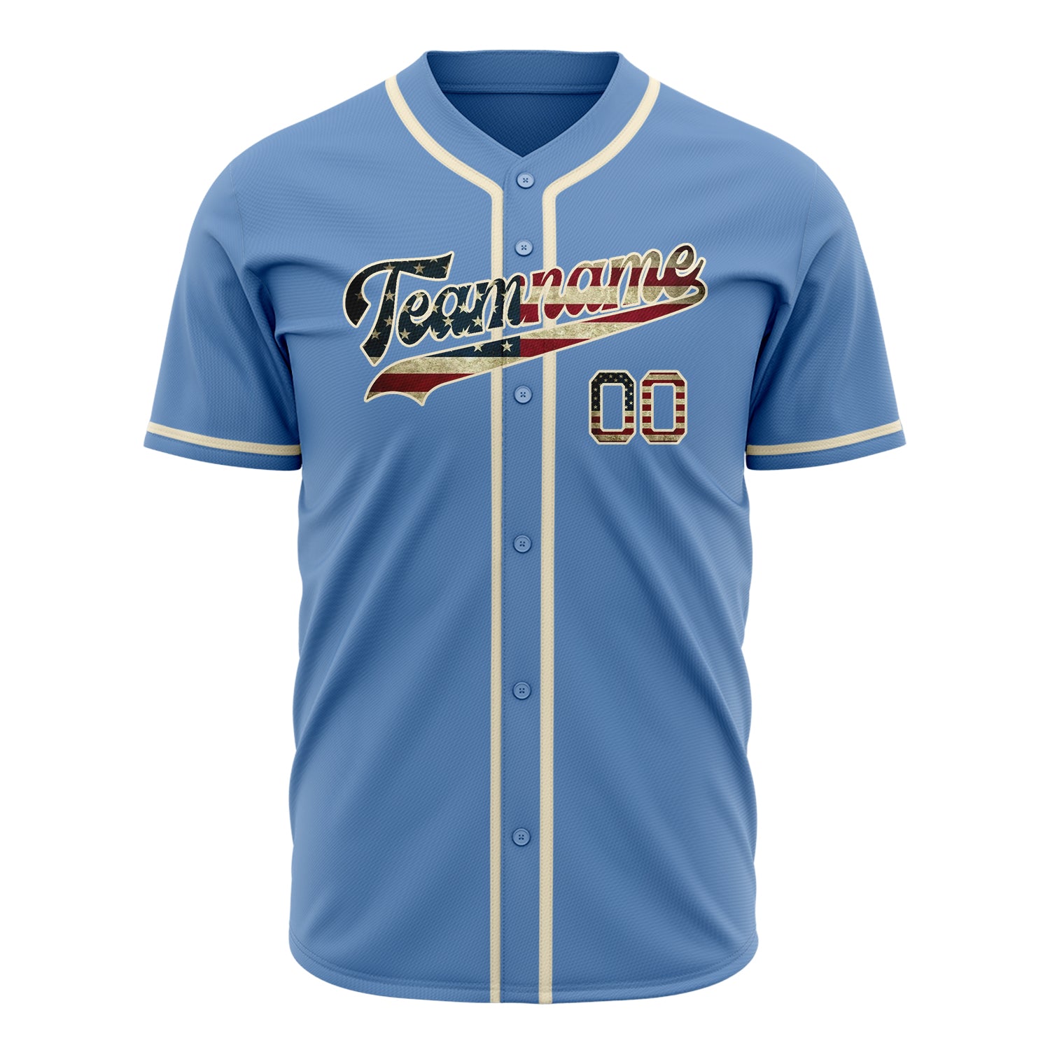 Benutzerdefiniertes Professionelles Hellblau Creme Baseballtrikot