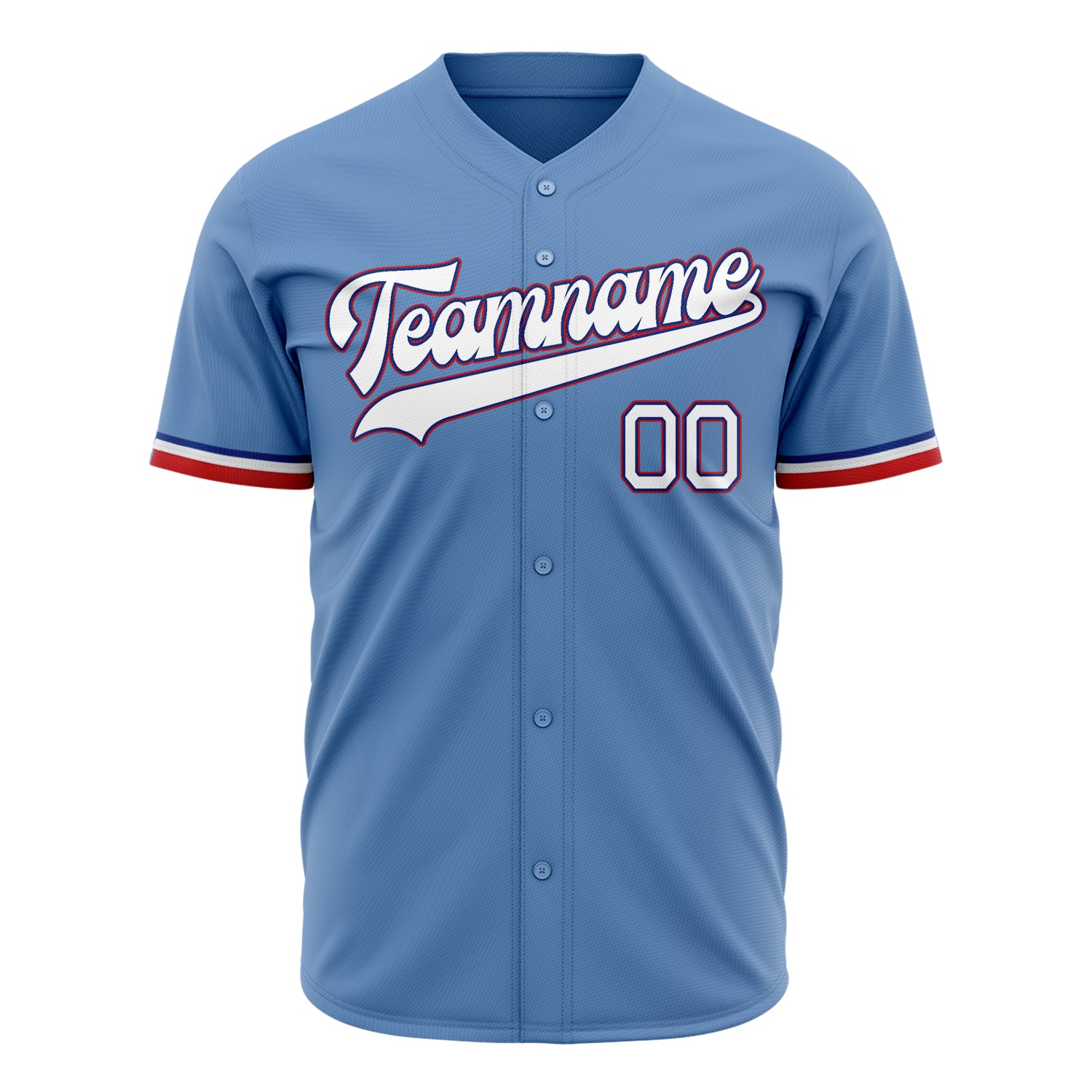 Benutzerdefiniertes Professionelles Hellblau Weiß Baseballtrikot