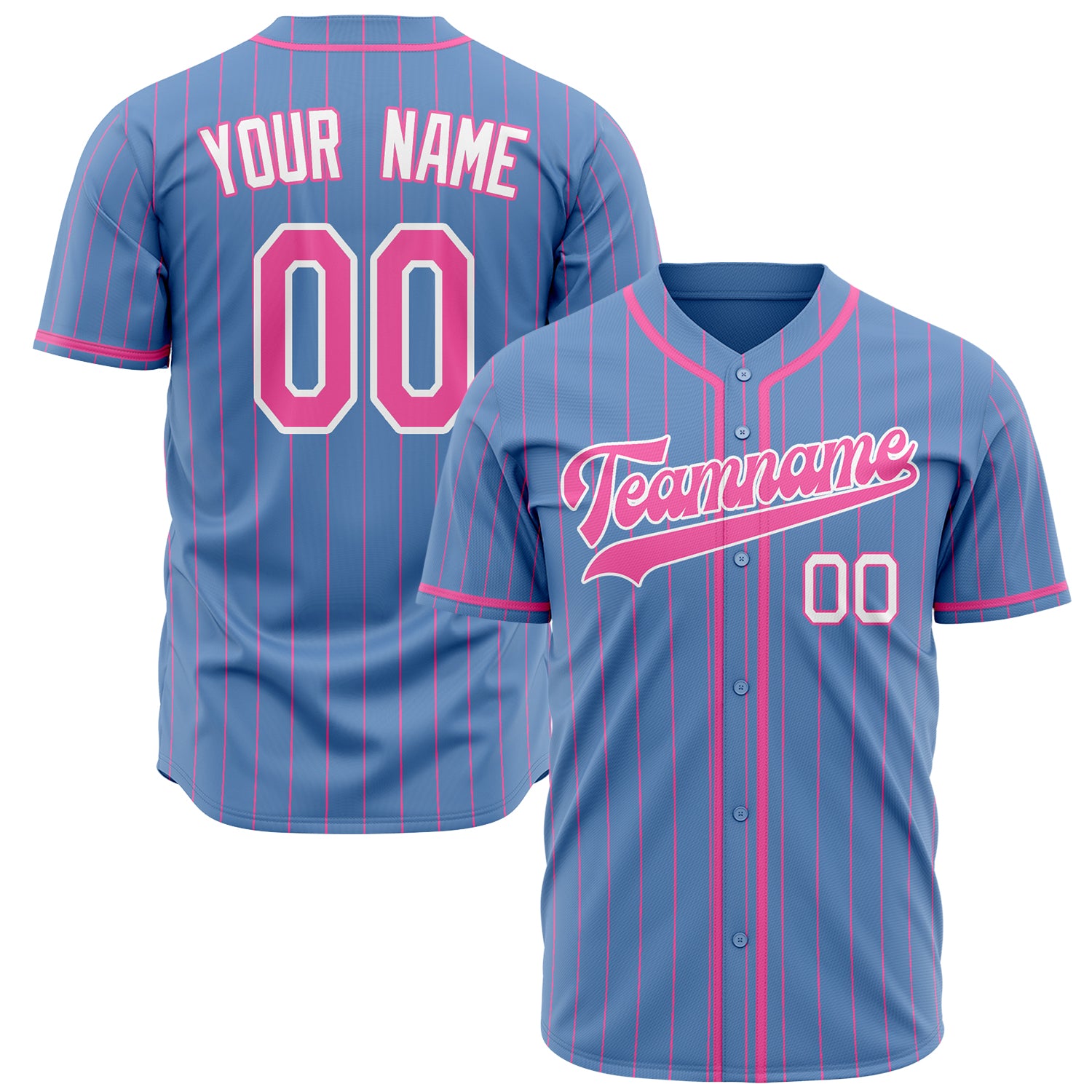 Benutzerdefiniertes Professionelles Hellblau Rosa Baseballtrikot BB02240603WY259