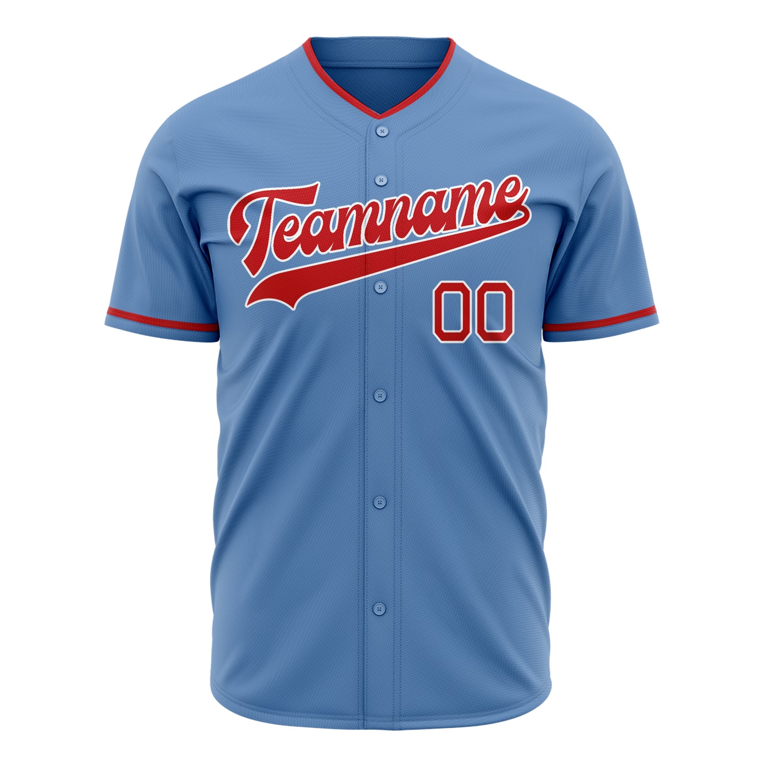 Benutzerdefiniertes Professionelles Hellblau Rot Baseballtrikot