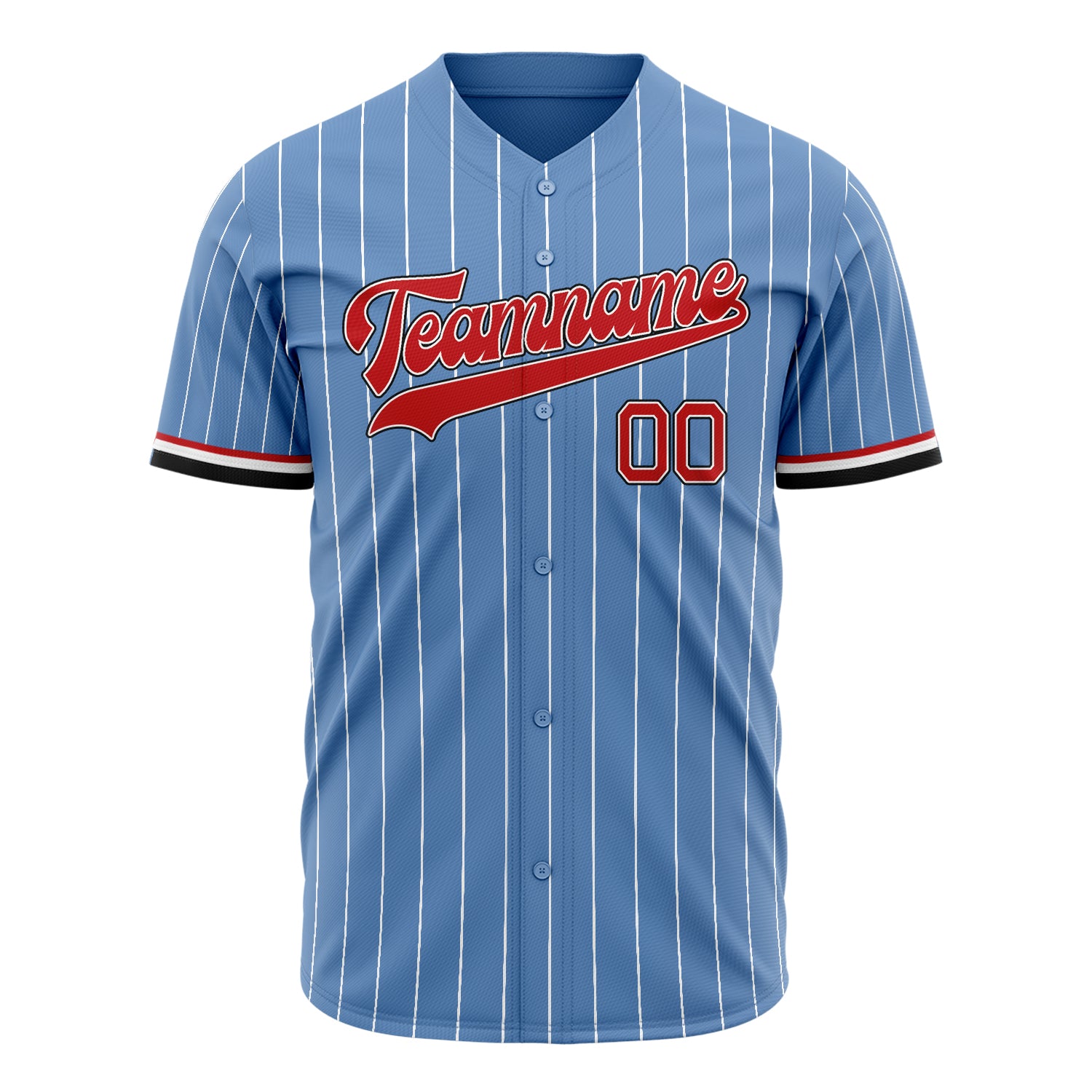 Benutzerdefiniertes Professionelles Hellblau Rot Baseballtrikot