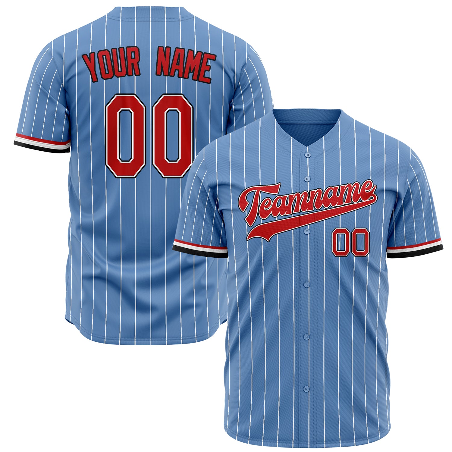 Benutzerdefiniertes Professionelles Hellblau Rot Baseballtrikot BB02240603WY261