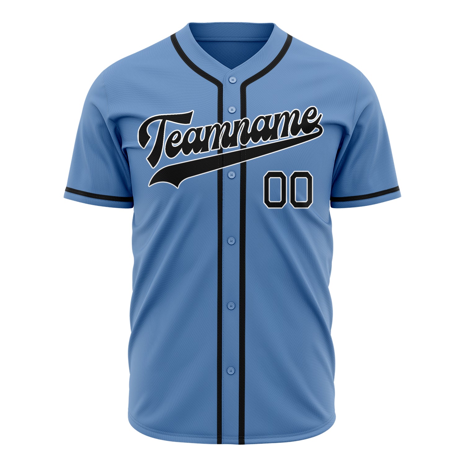 Benutzerdefiniertes Professionelles Hellblau Schwarz Baseballtrikot