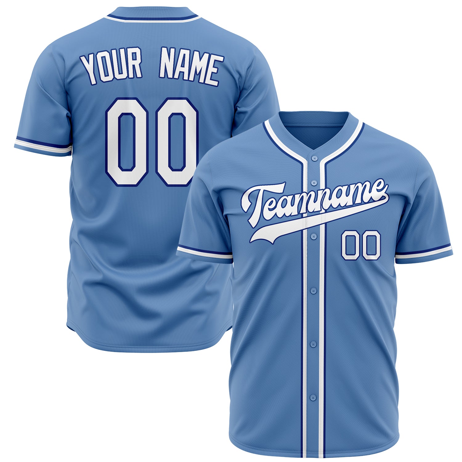 Benutzerdefiniertes Professionelles Hellblau Weiß Baseballtrikot BB02240603WY263