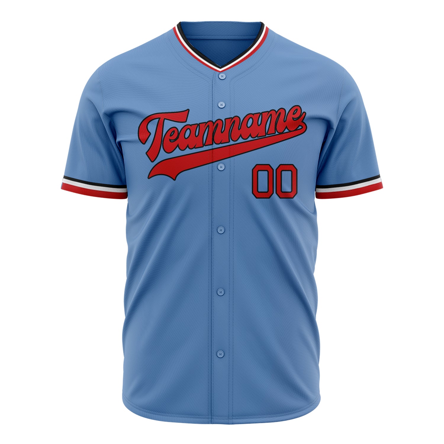 Benutzerdefiniertes Professionelles Hellblau Rot Baseballtrikot