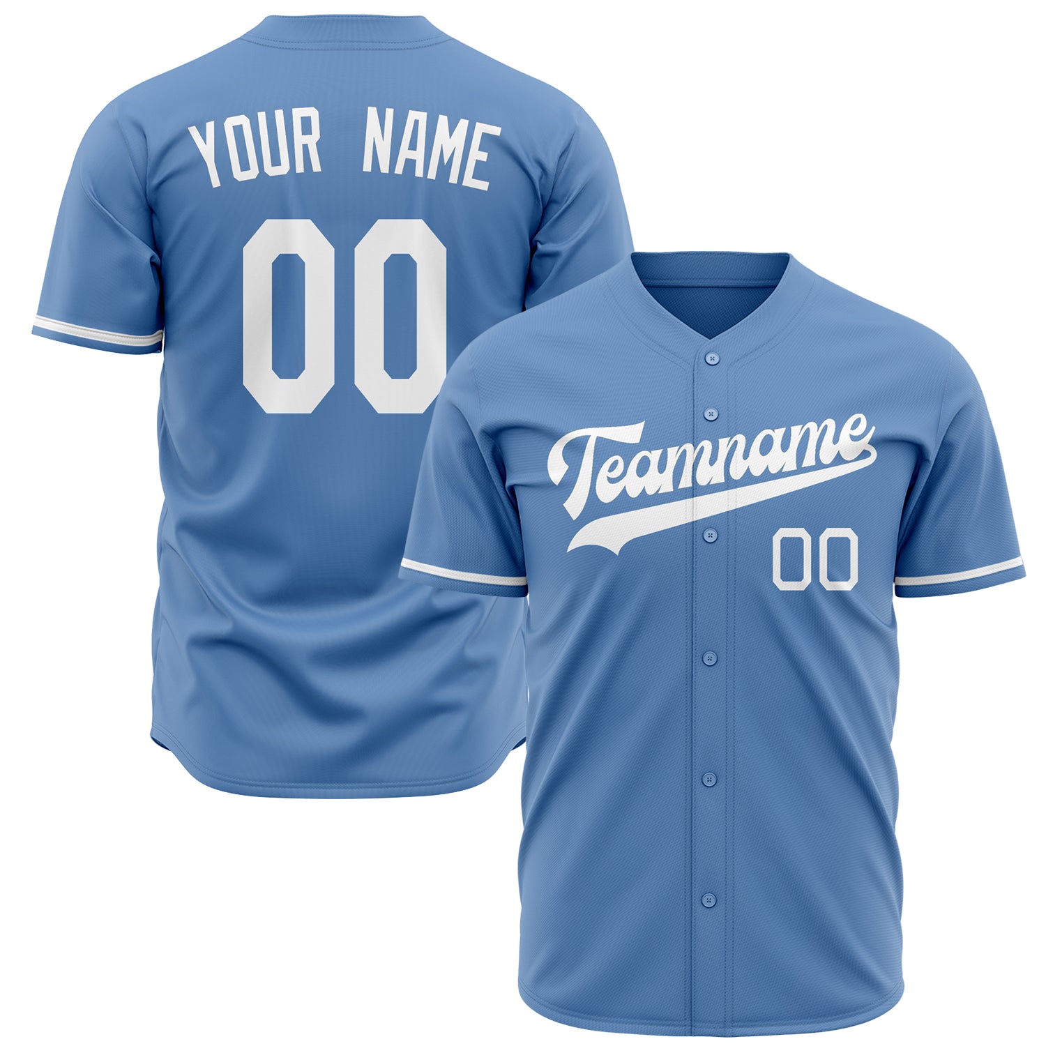 Benutzerdefiniertes Professionelles Hellblau Weiß Baseballtrikot BB02240603WY268