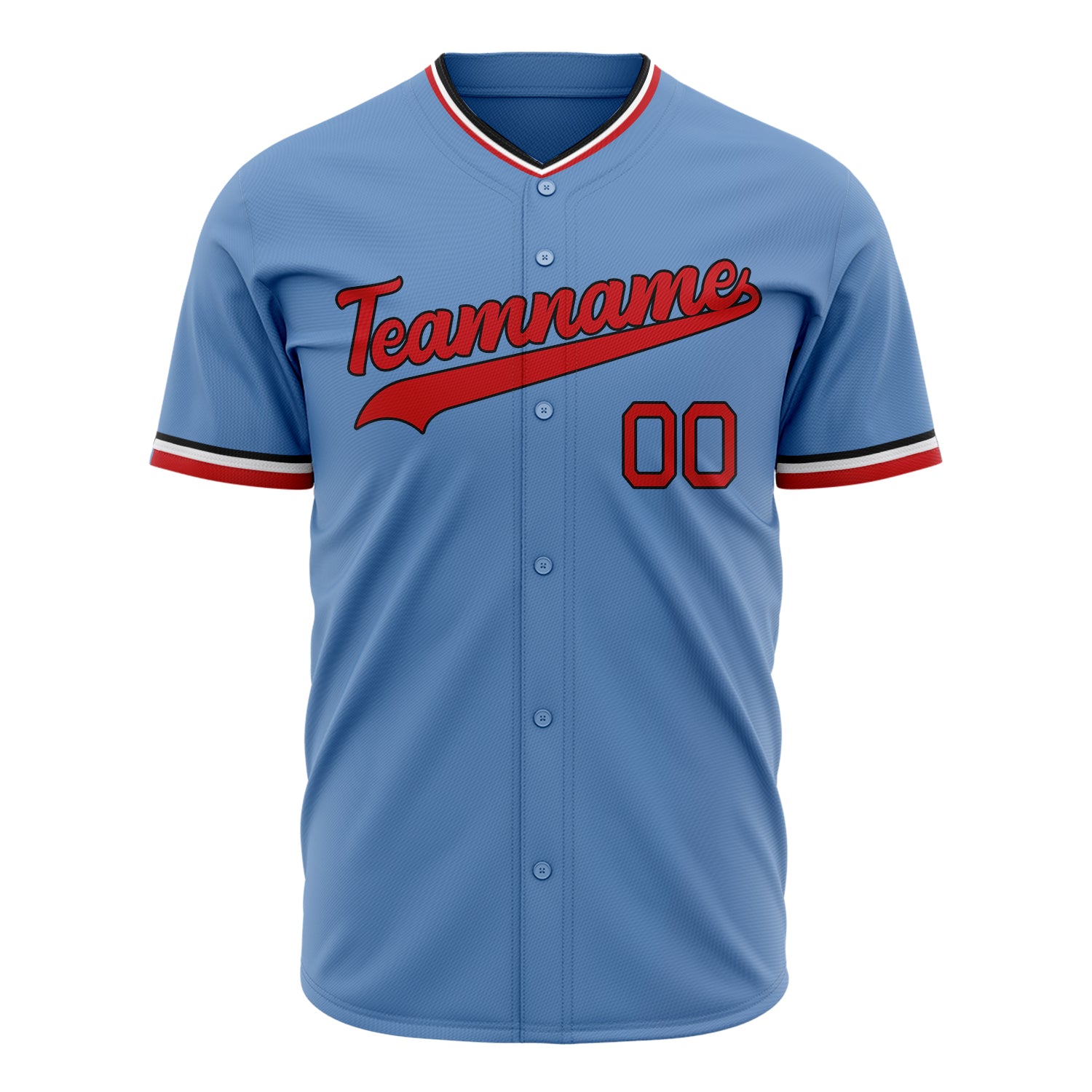 Benutzerdefiniertes Professionelles Hellblau Rot Baseballtrikot