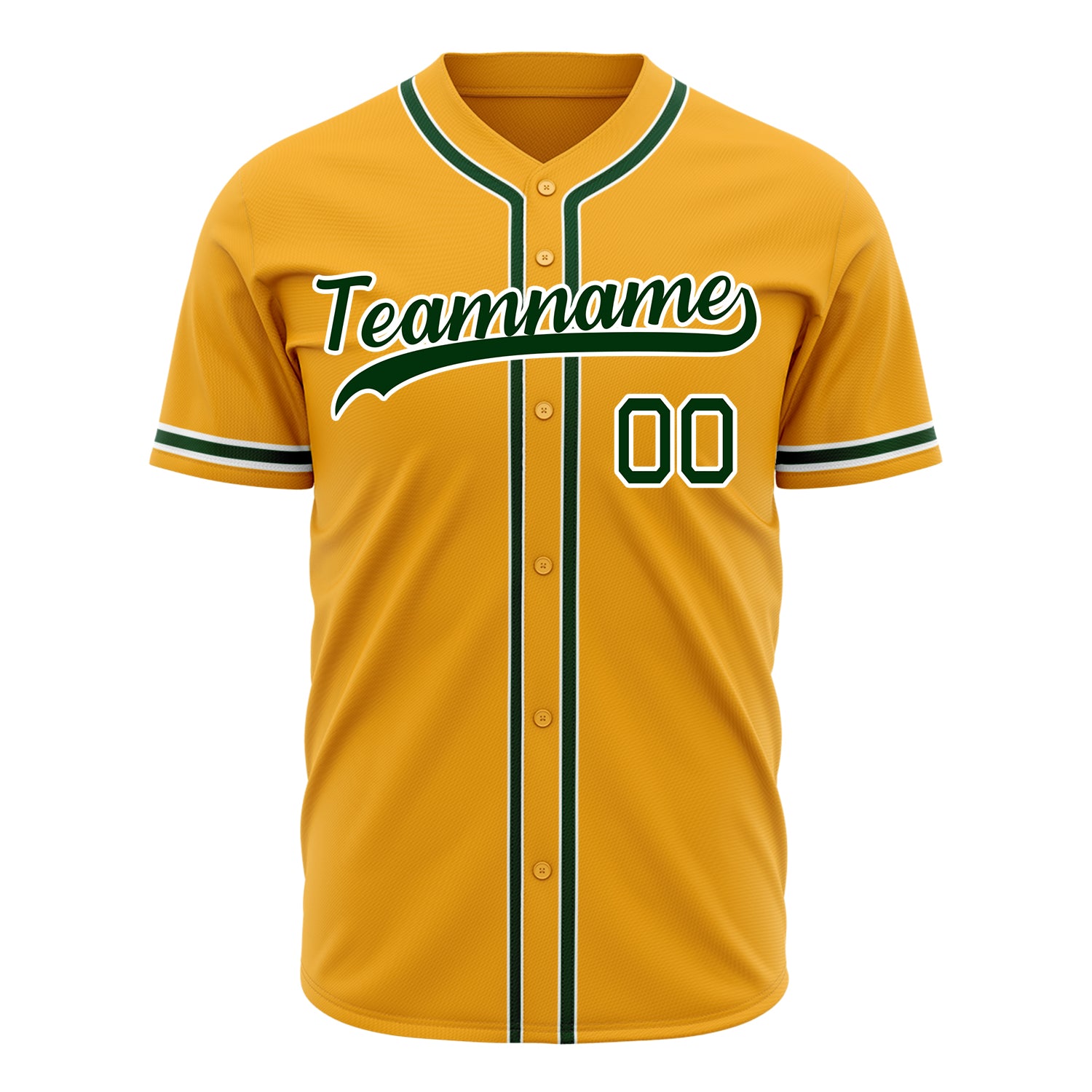 Benutzerdefiniertes Professionelles Gold Grün Baseballtrikot