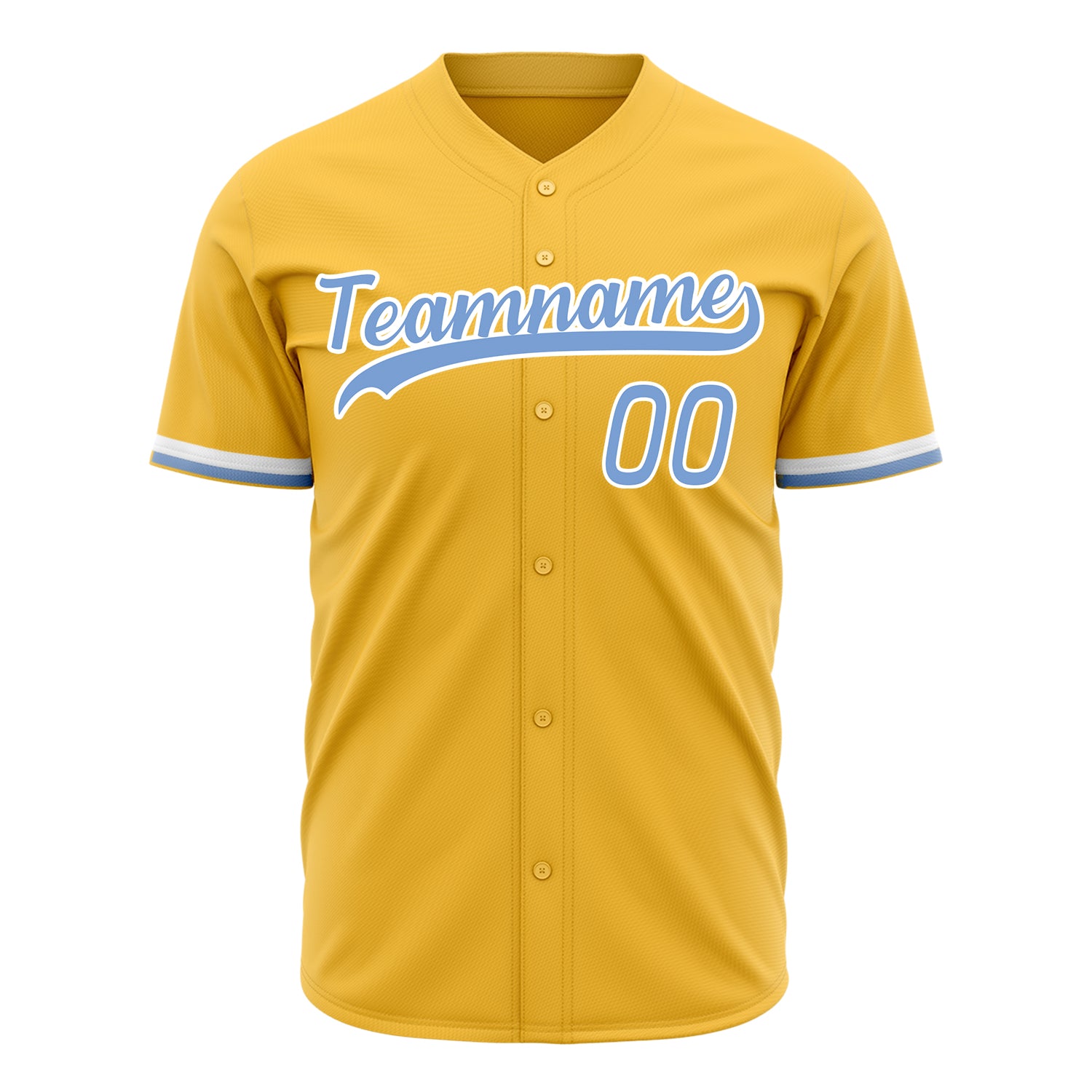 Benutzerdefiniertes Professionelles Gold Hellblau Baseballtrikot