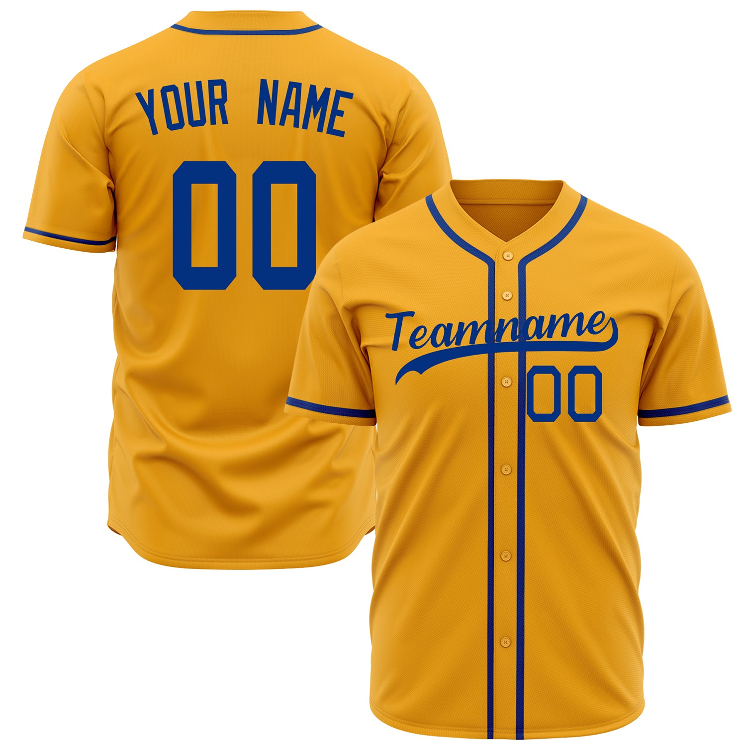 Benutzerdefiniertes Professionelles Gold Königsblau Baseballtrikot BB02240603YX309