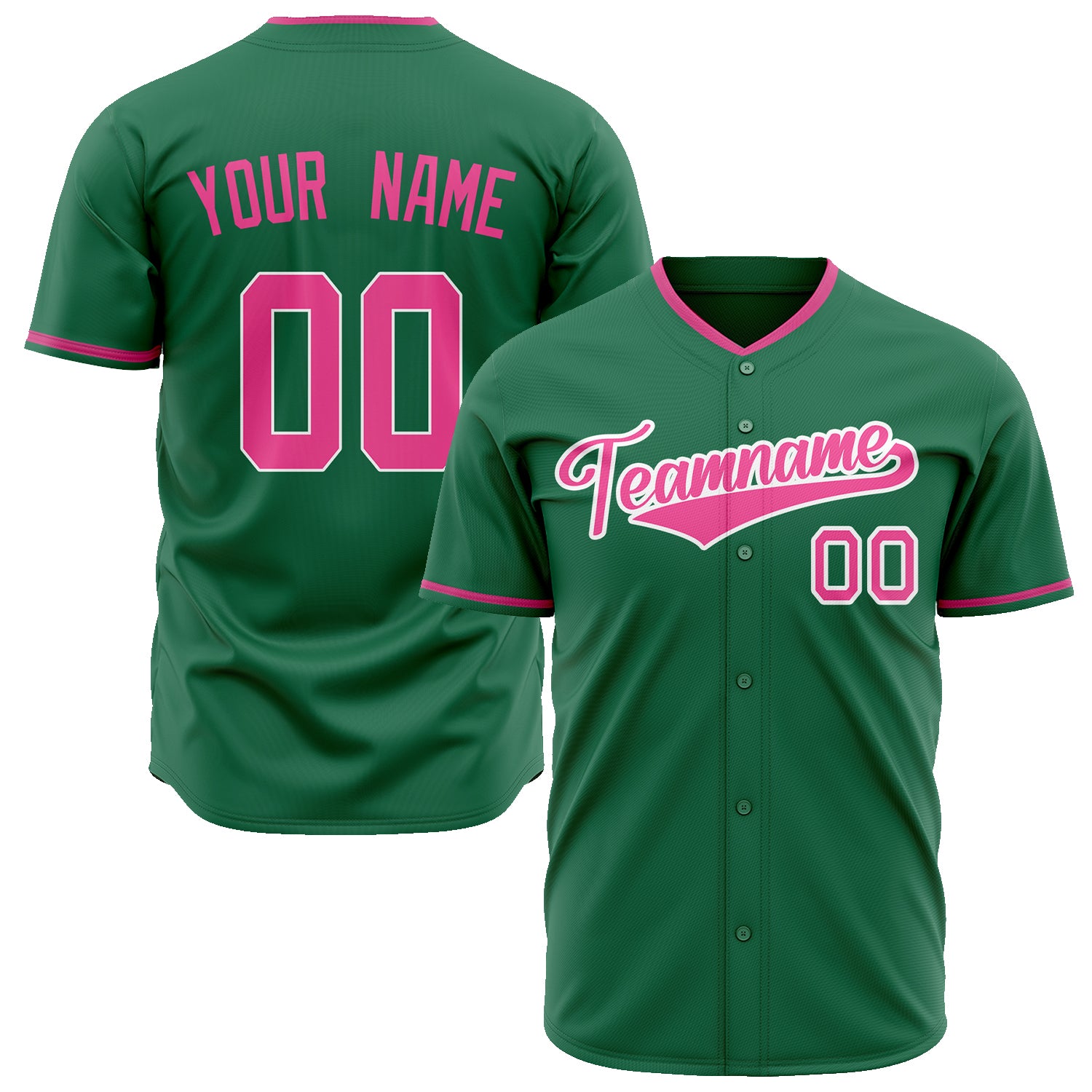 Benutzerdefiniertes Professionelles Kelly Grün Rosa Baseballtrikot BB02240604JZ363