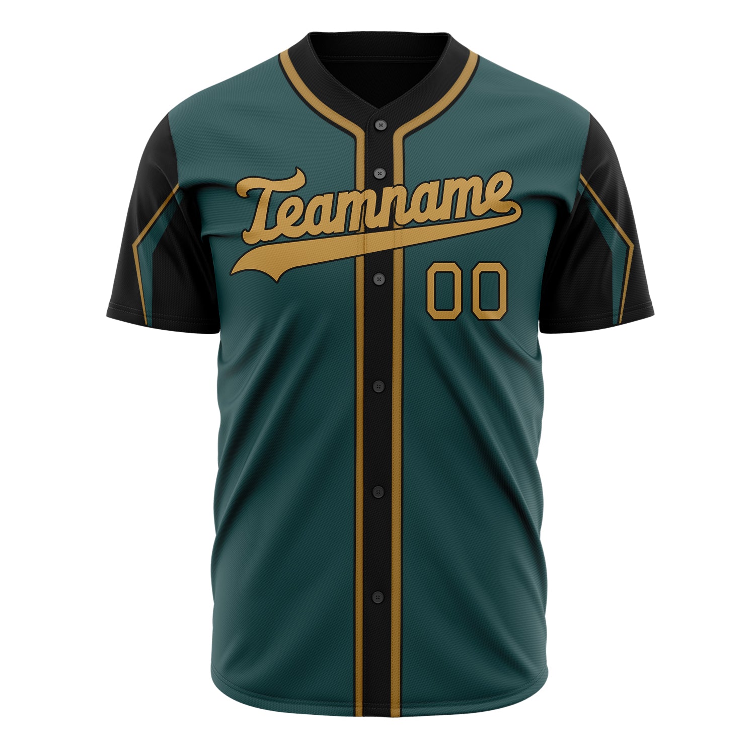 Benutzerdefiniertes Professionelles Mitternachtsgrün Altgold Baseballtrikot