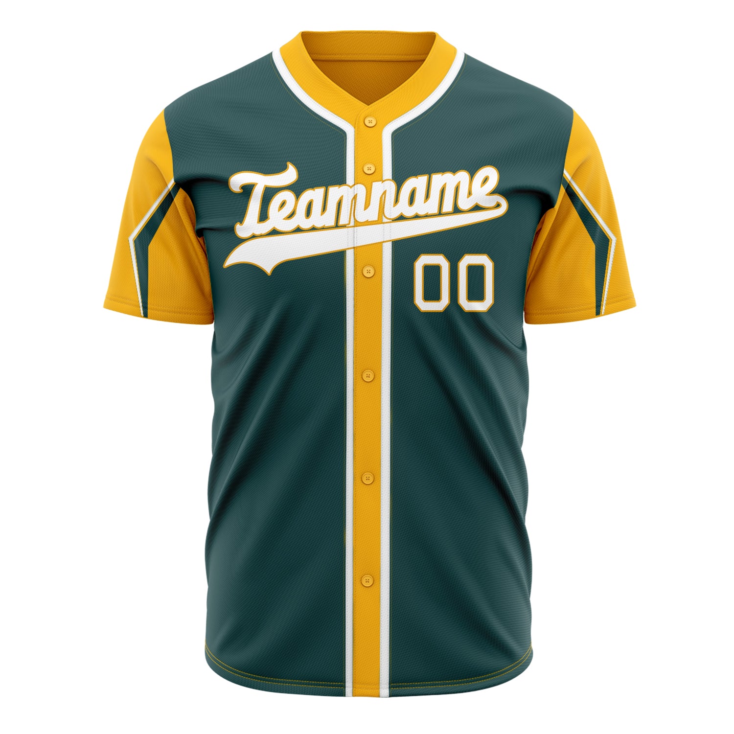 Benutzerdefiniertes Professionelles Mitternachtsgrün Gold Baseballtrikot